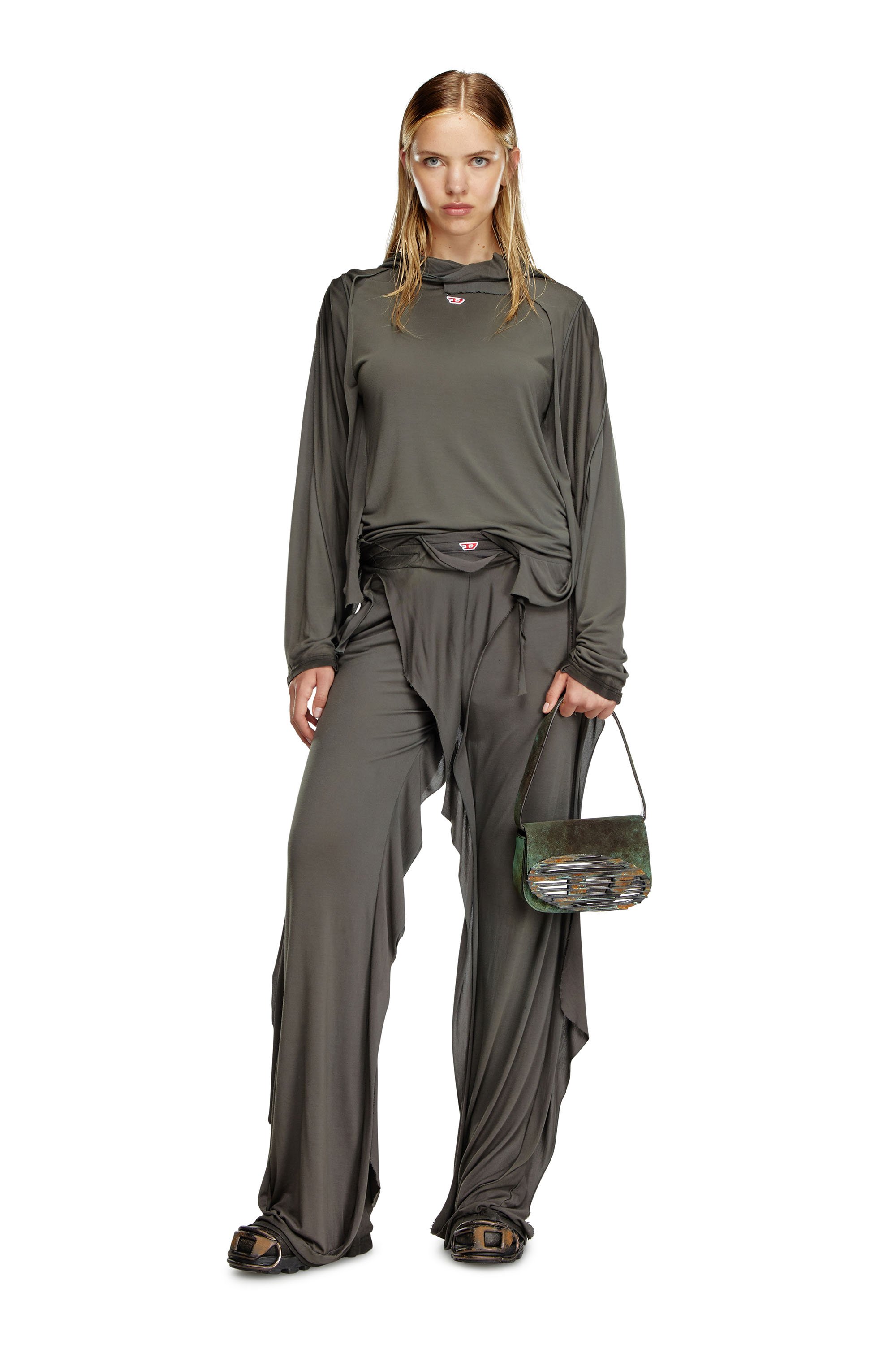 Diesel - 1DR, Female 1DR-Iconic shoulder bag in oxidised leather in Green - Image 6