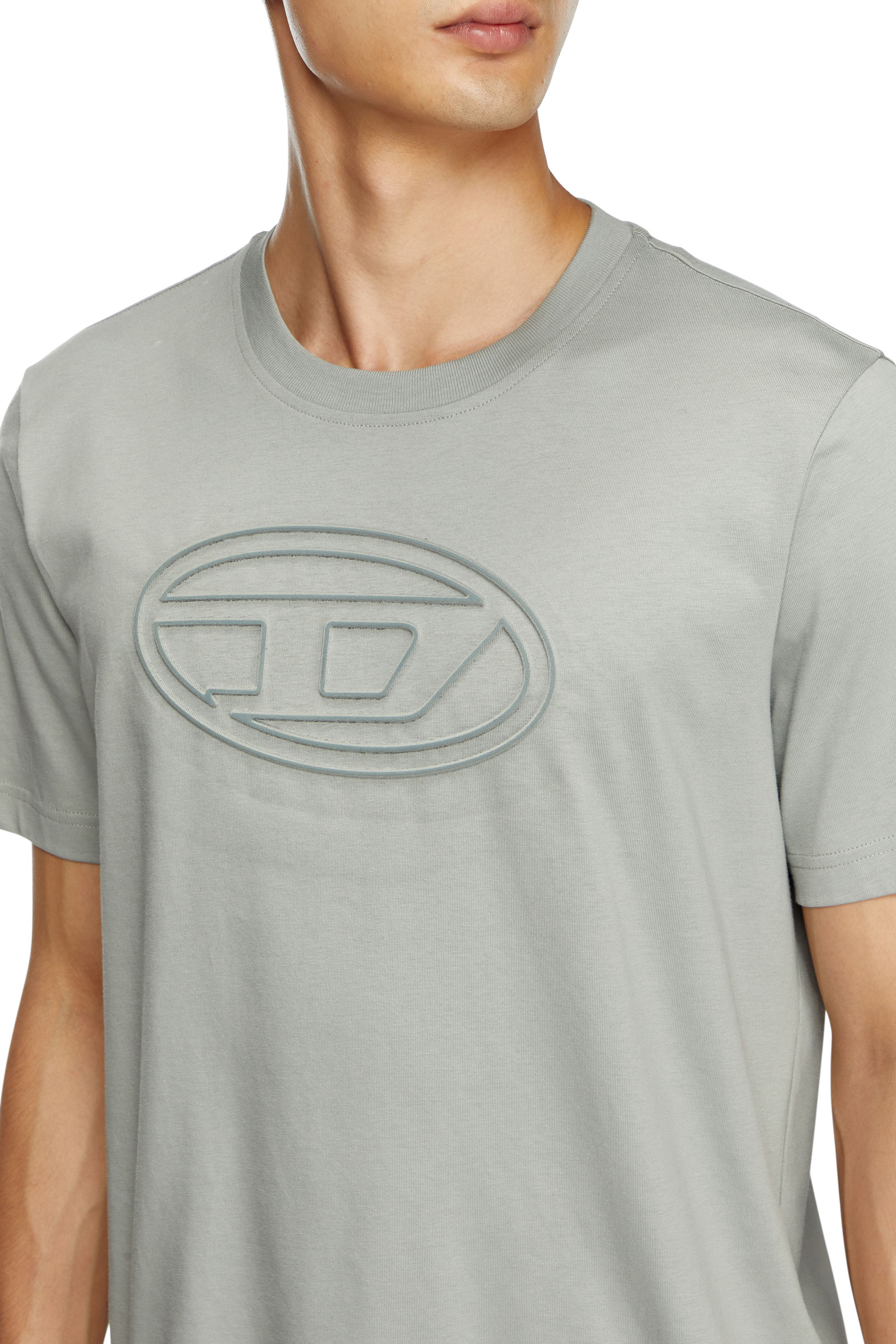 Diesel - T-ADJUST-BIGOVAL, Male's T-shirt with embossed Oval D in Light Grey - 4