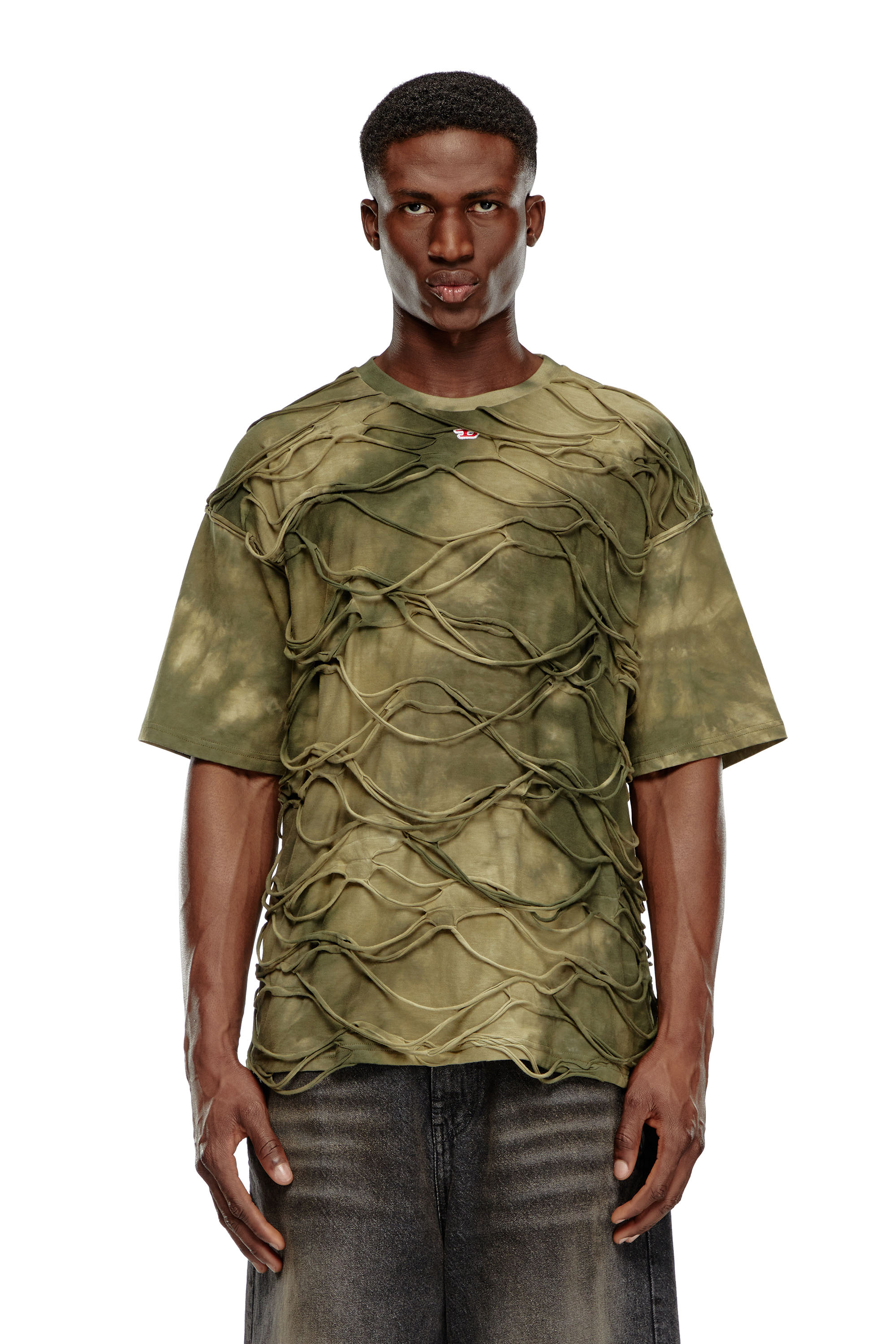 Diesel - T-BOXKET, T-shirt avec fils flottants Homme in Vert - 4