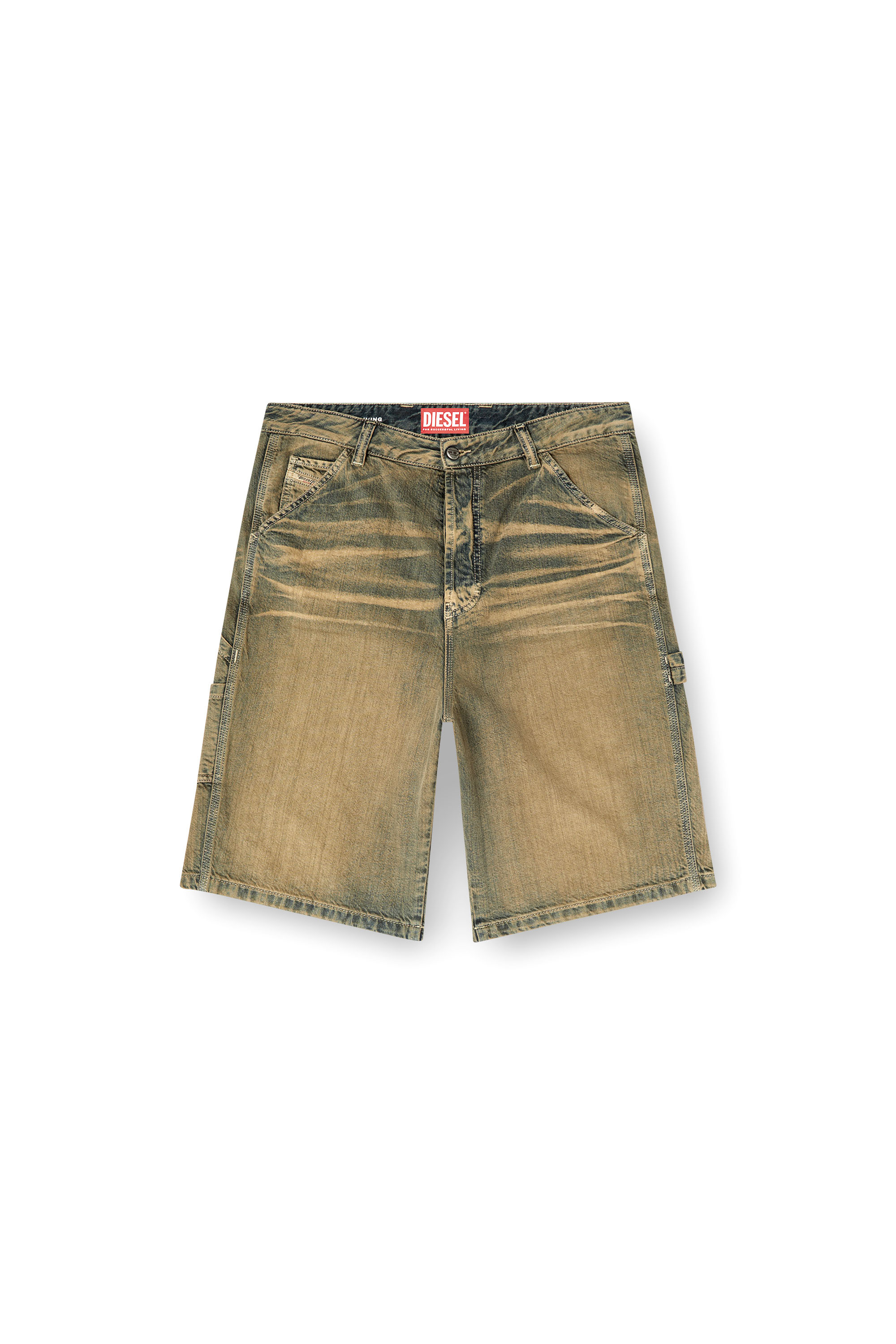 Diesel - D-LIVERY-SHORT, Short utility en denim brossé doré Homme in Polychrome - 5