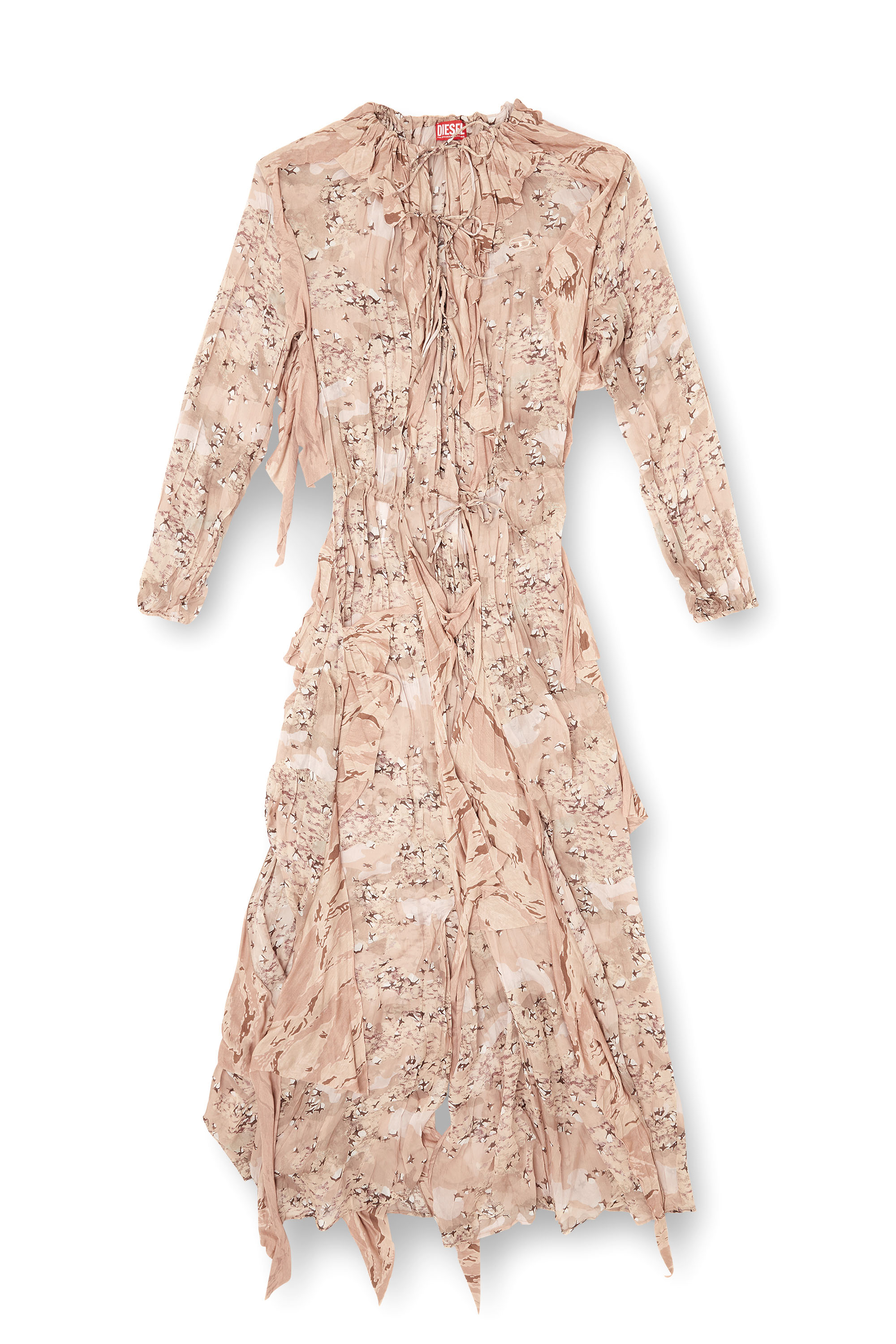 Diesel - D-AZZLING-R1, Female's Ruffled maxi dress in camo chiffon in null - 3