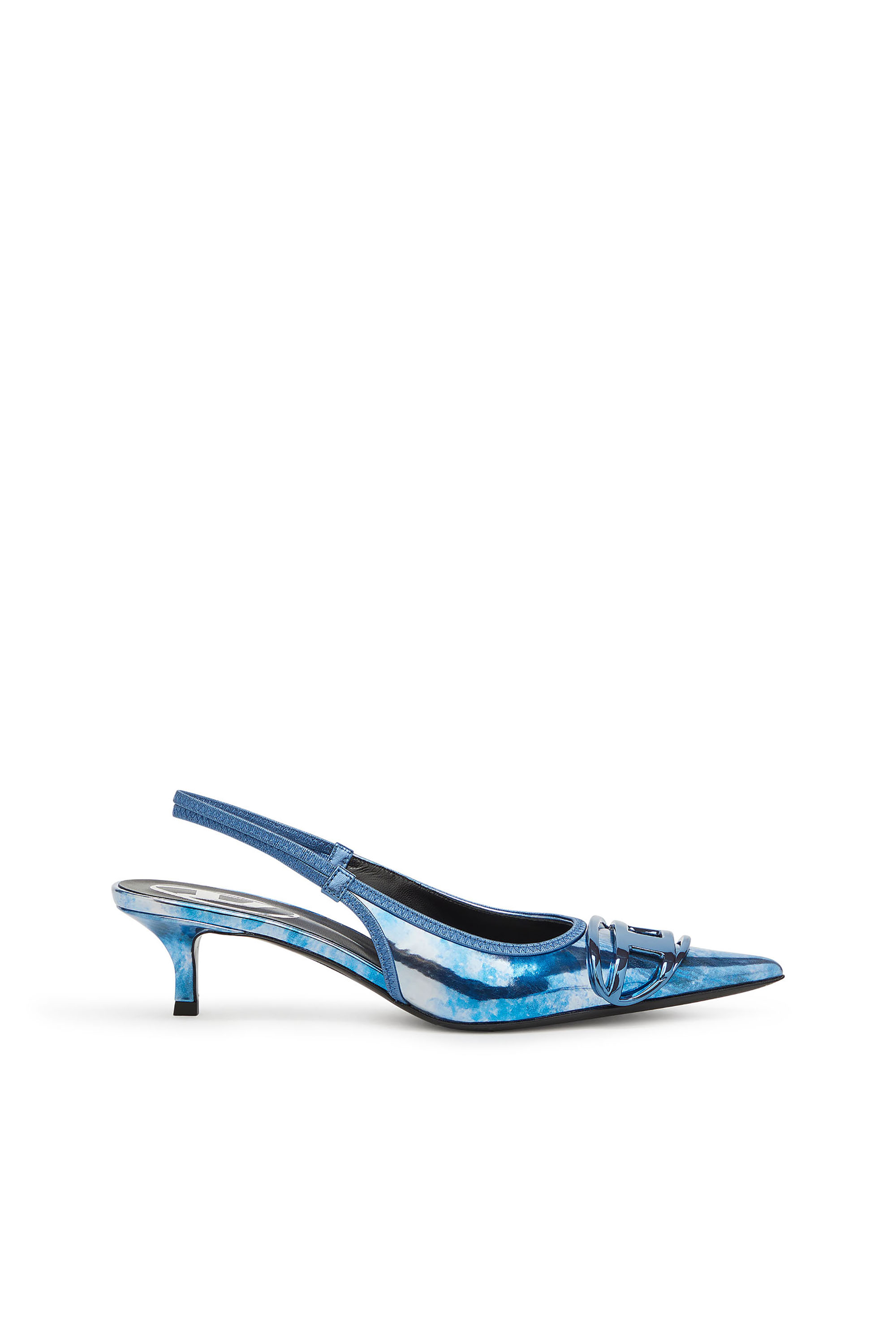 Diesel - D-VENUS SB 40, Female's Two-tone metallic slingback pumps in Blue - 1