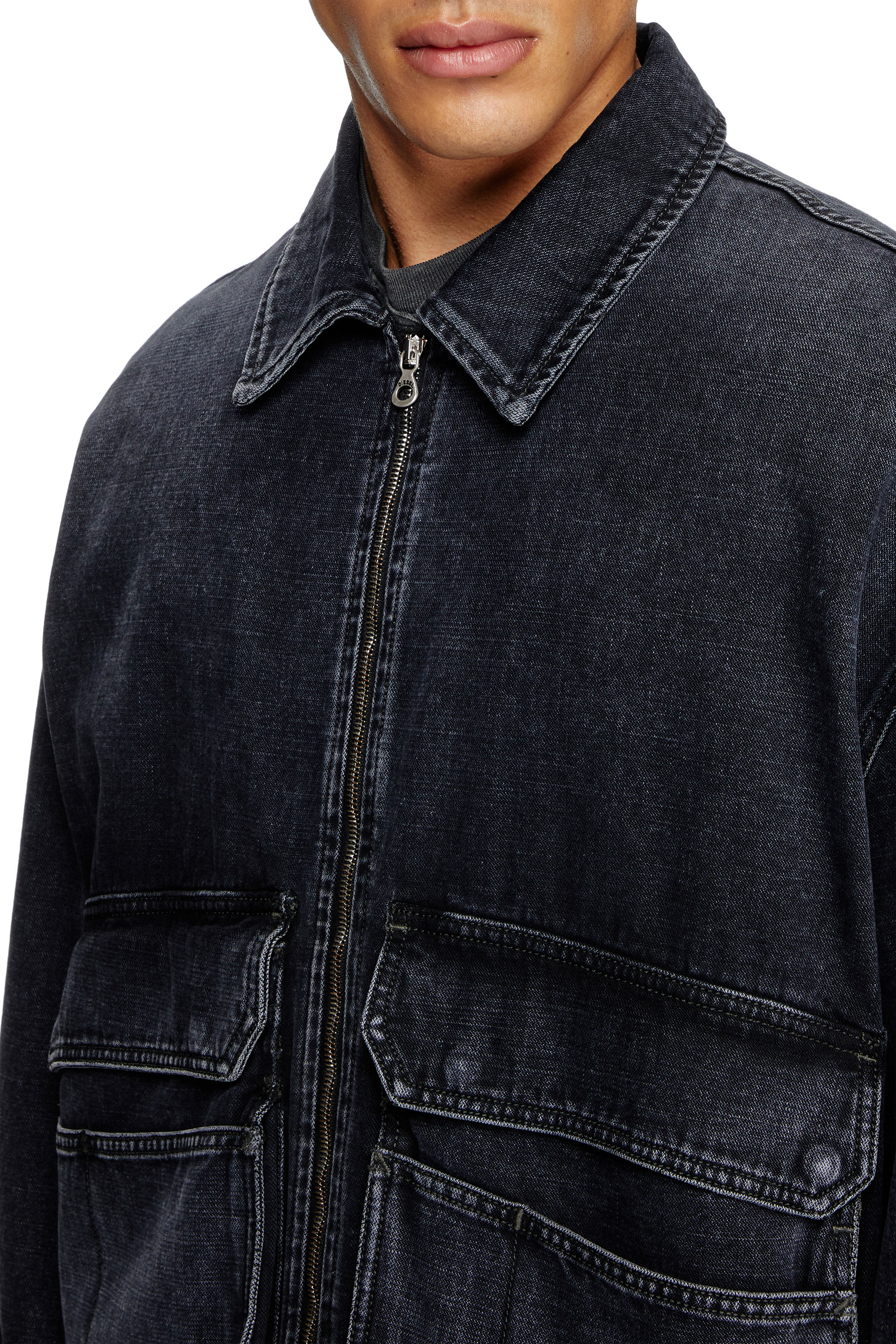 Diesel - D-KURZ, Veste en denim tissé batavia Mixte in Noir - 4