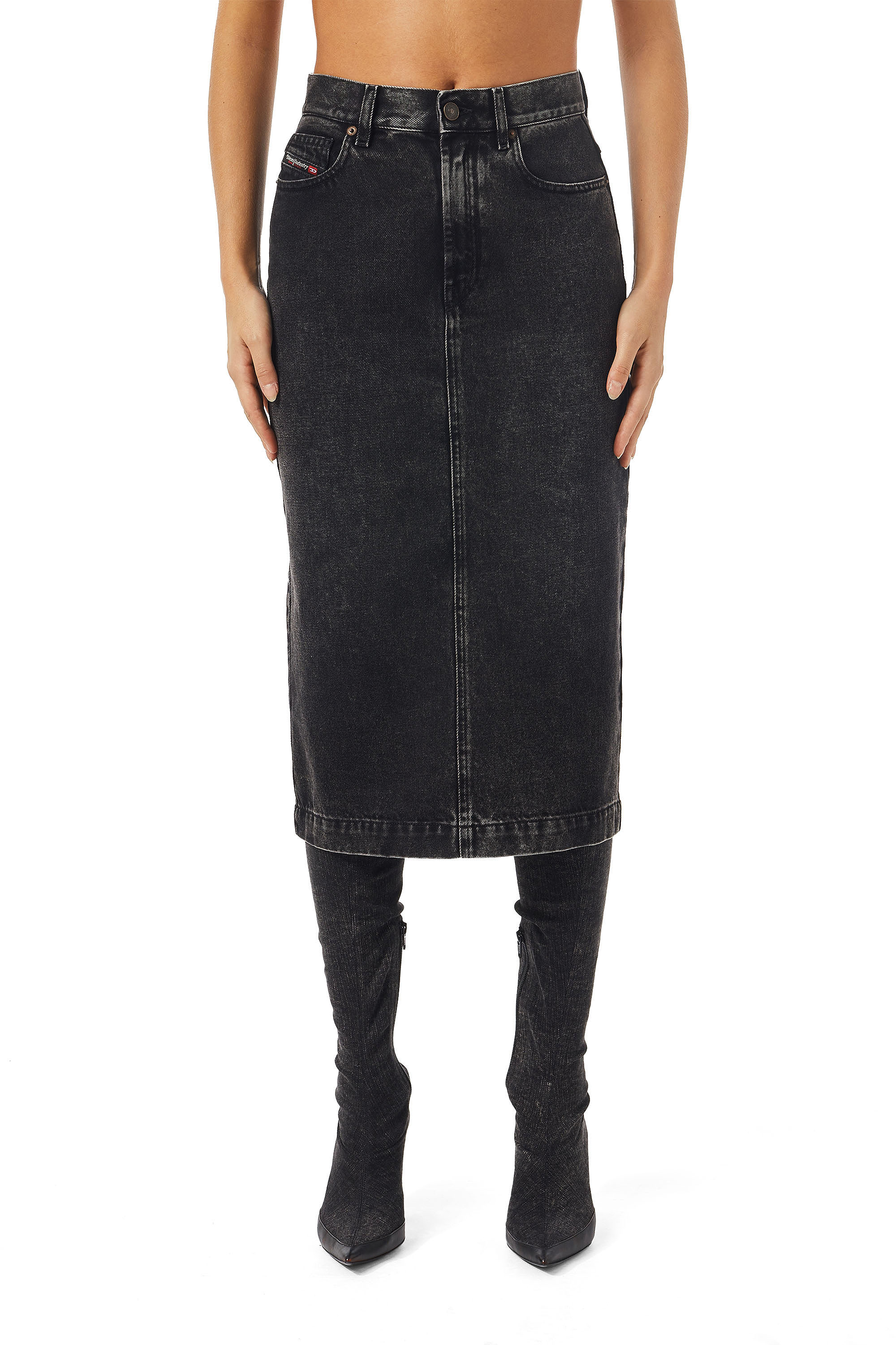 Diesel - DE-RONNY PENCIL SKIRT, Black/Dark Grey - Image 1