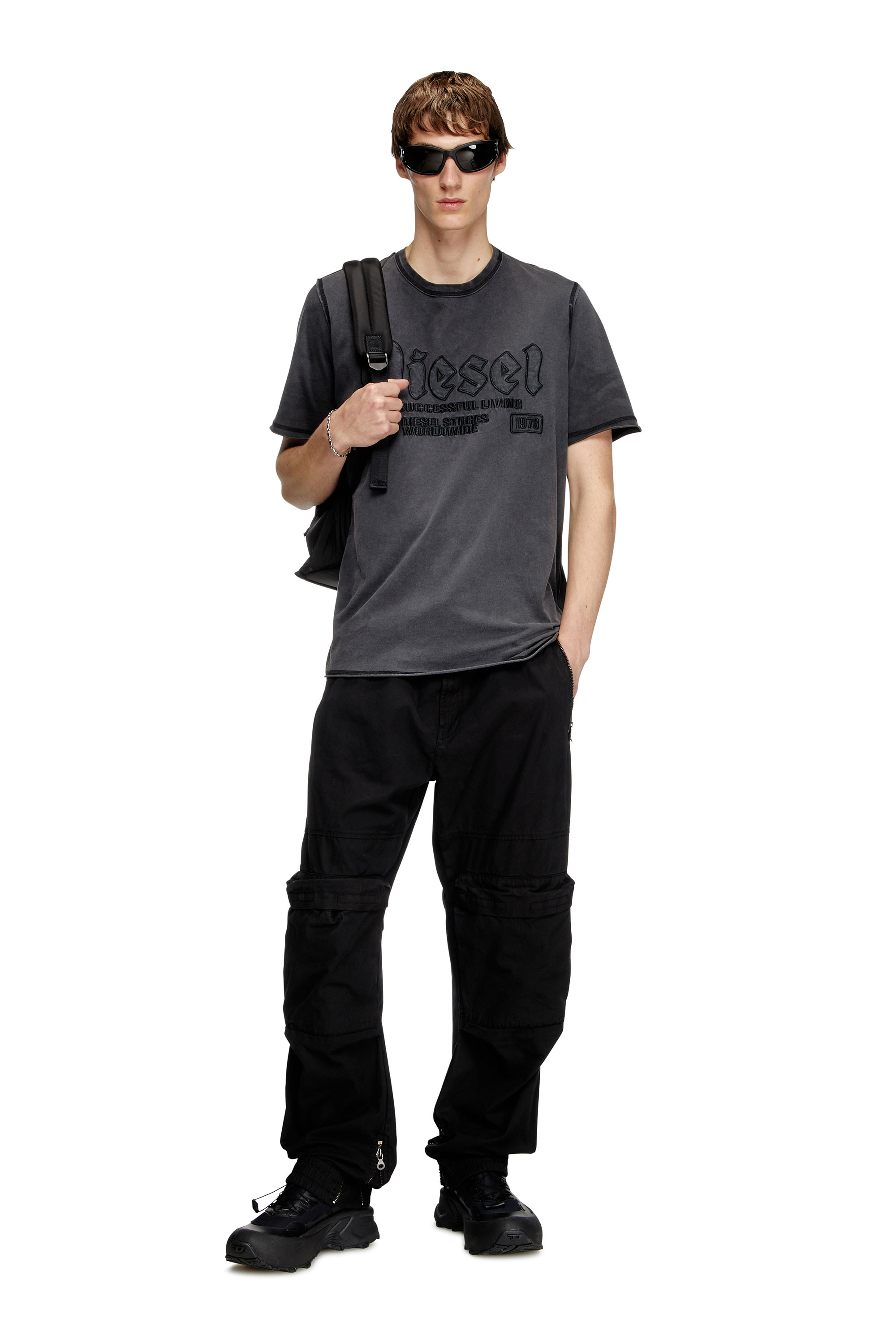 Diesel - P-BEECK, Male's Cargo pants in faded organic cotton in Black - 2