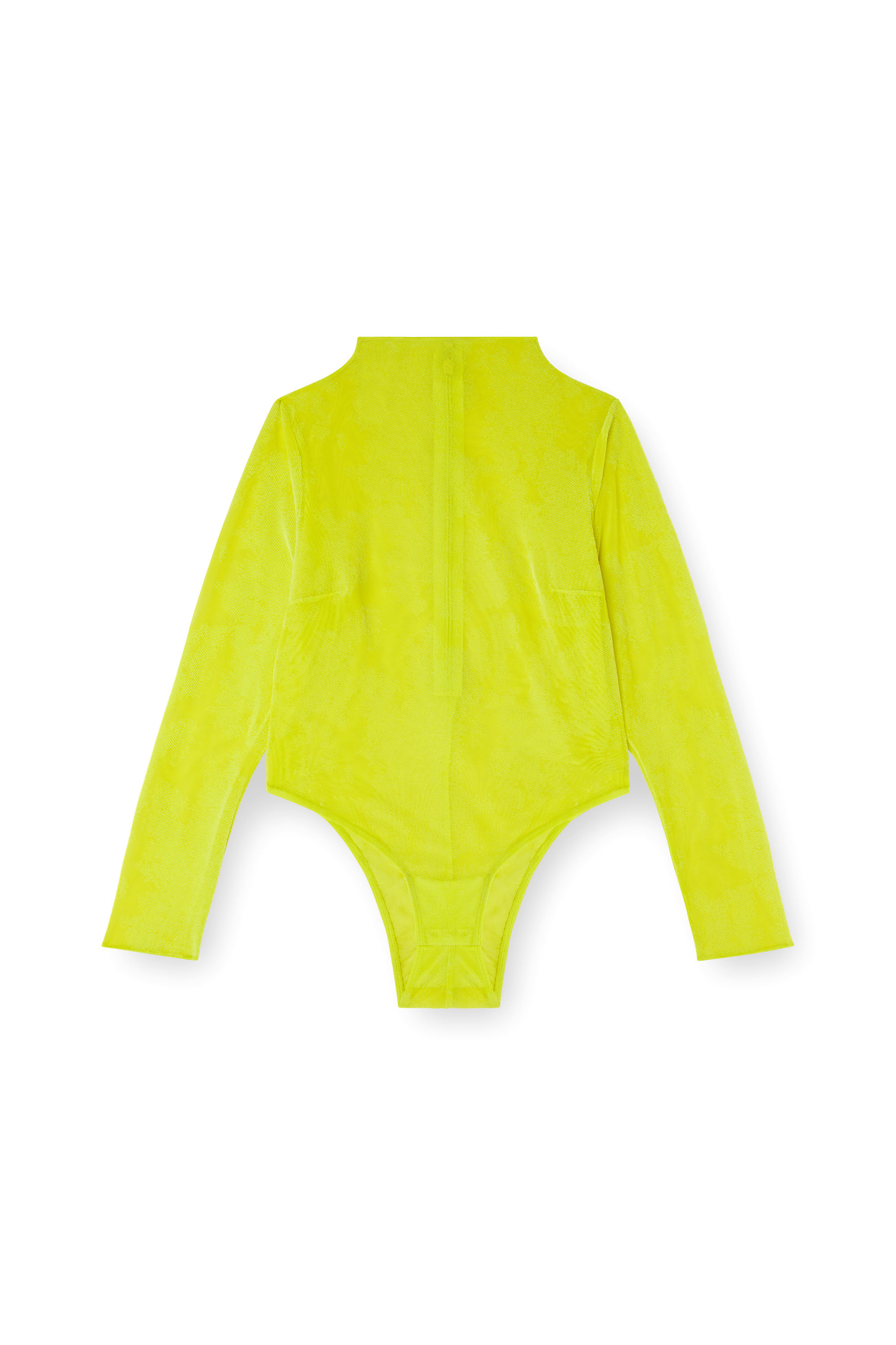 Diesel - C-LONG-SLEEVE-BODYSUIT, Female's Turtleneck bodysuit in flocked mesh in Green Fluo - 4