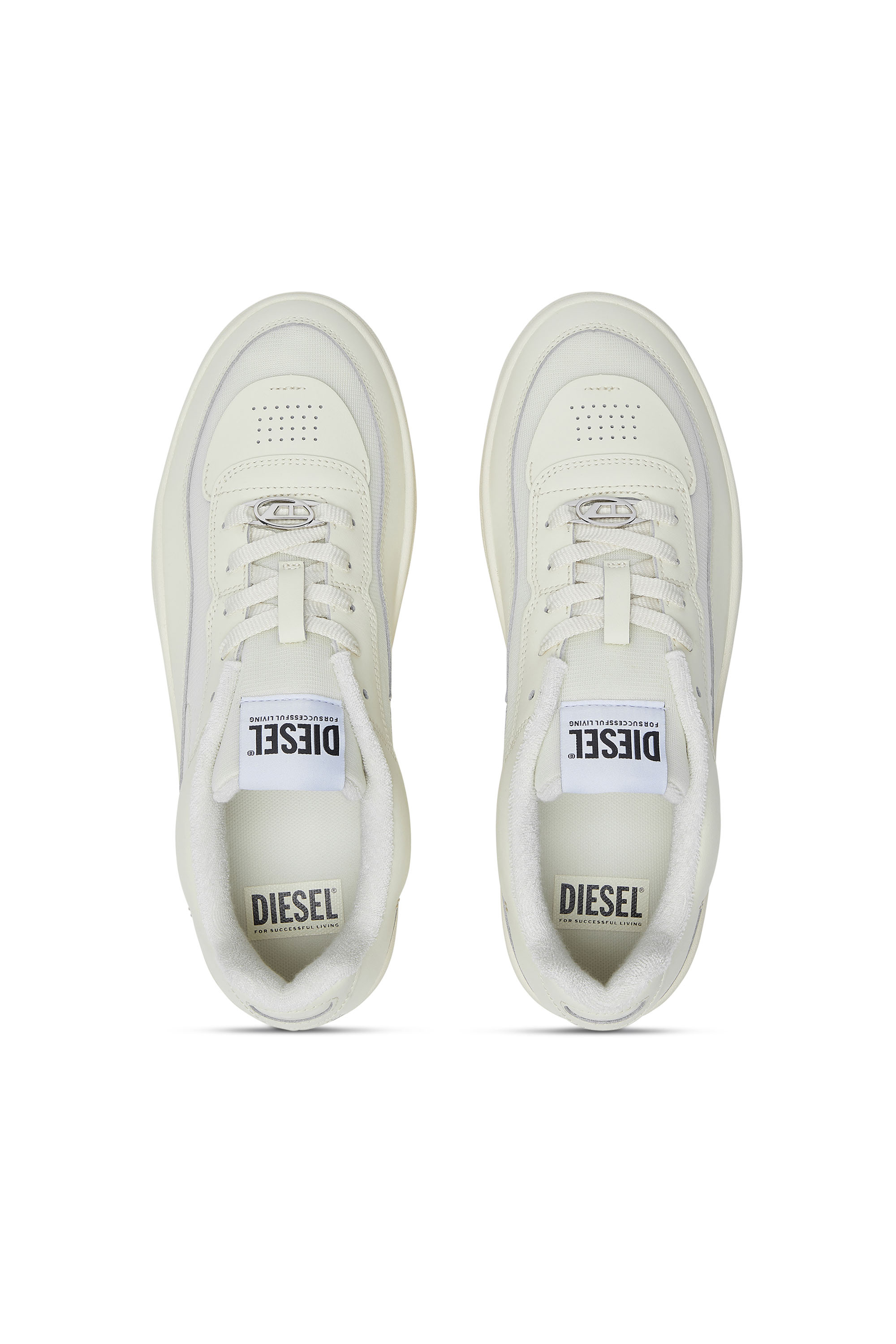 Diesel - S-OVAL SKATE LOW, Sneakers en cuir avec empiècements en tissu Homme in Beige - 5