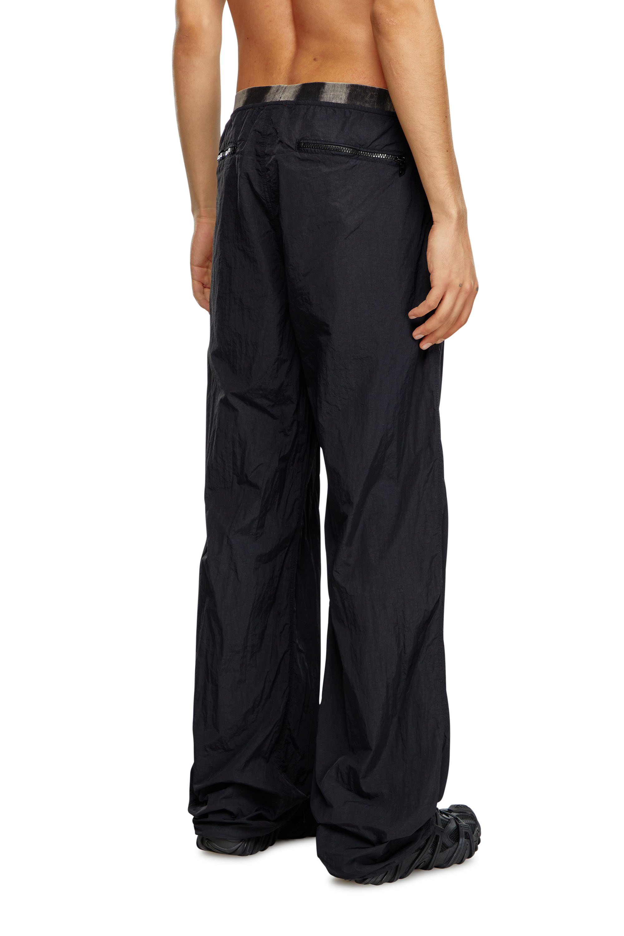 Diesel - P-POST, Male's Lightweight pants in wrinkled nylon in Black - 3