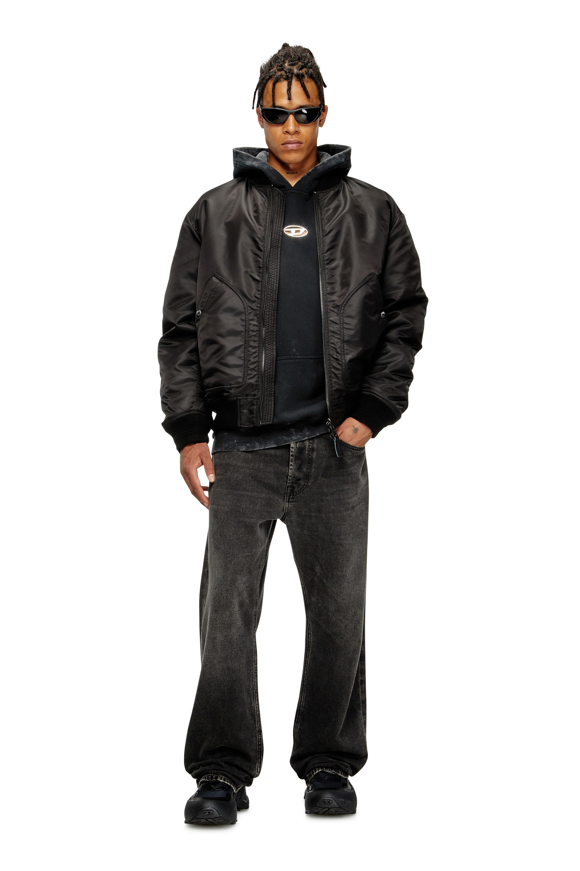 Diesel - S-BOXT-HOOD-T10, Male's Hoodie with cut-out metal Oval D in Black - 2