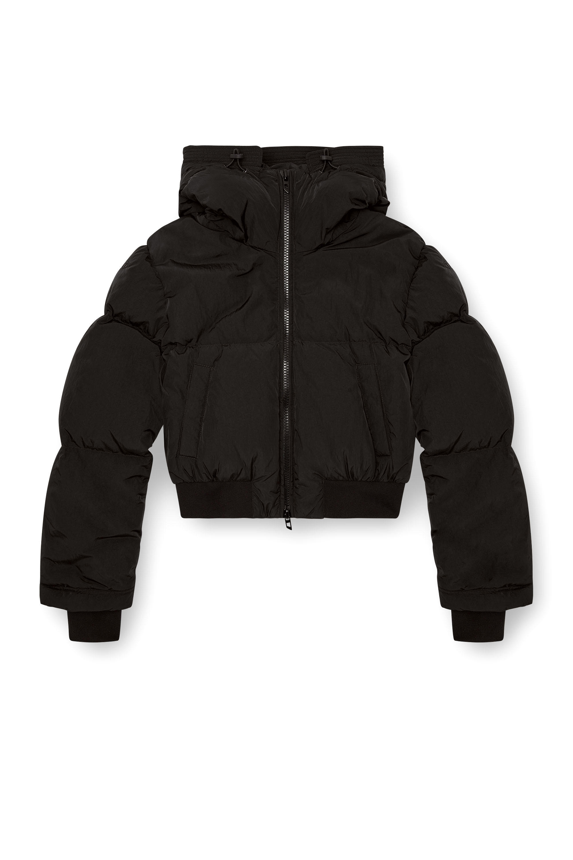 Diesel - W-PEYT-SHORT-NEW-P1, Female's Hooded down jacket in crinkled nylon in Black - 5