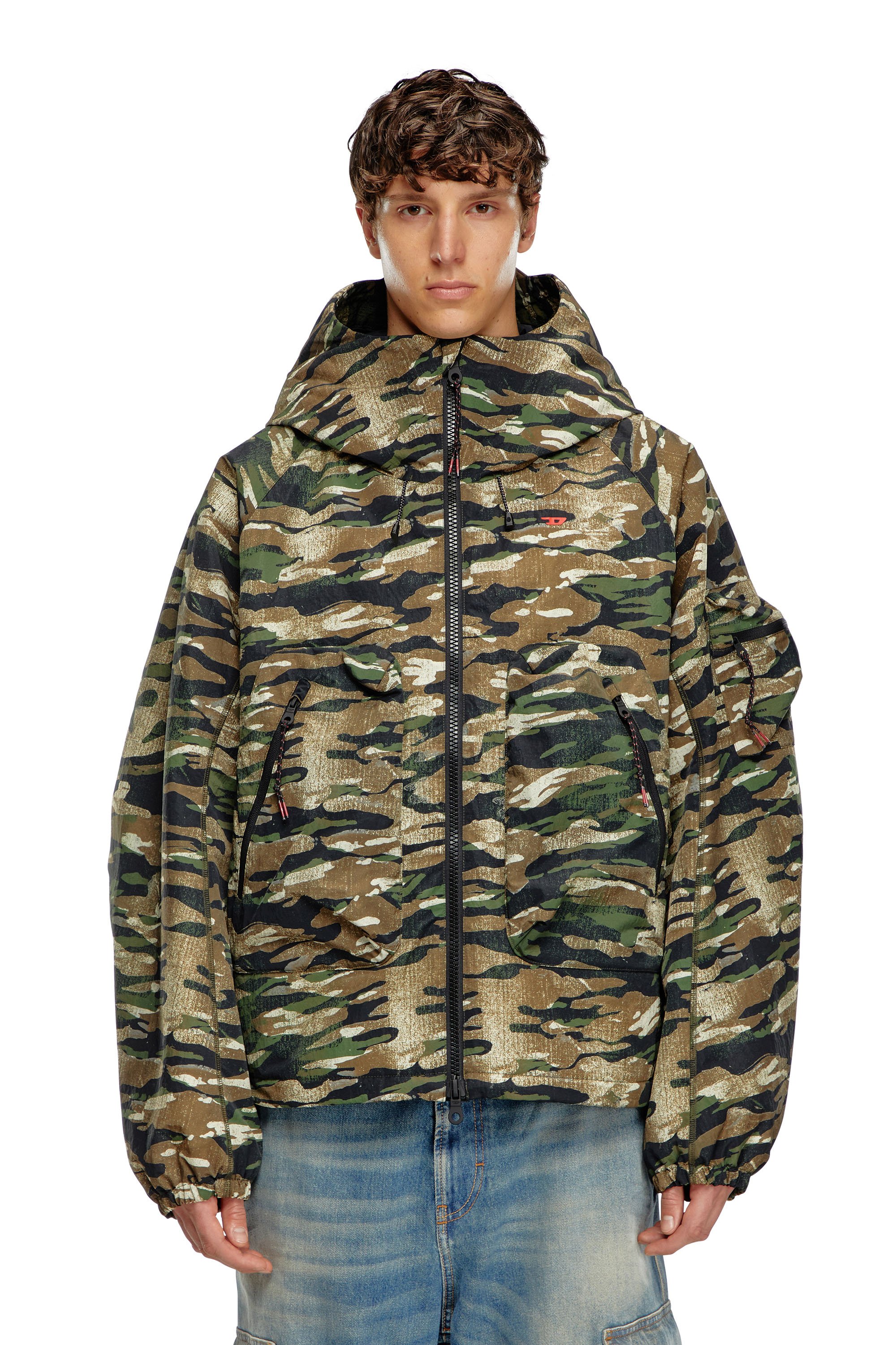 Diesel - AMWT-BERNARD-WT24, Male Camouflage hooded jacket in Multicolor - Image 1