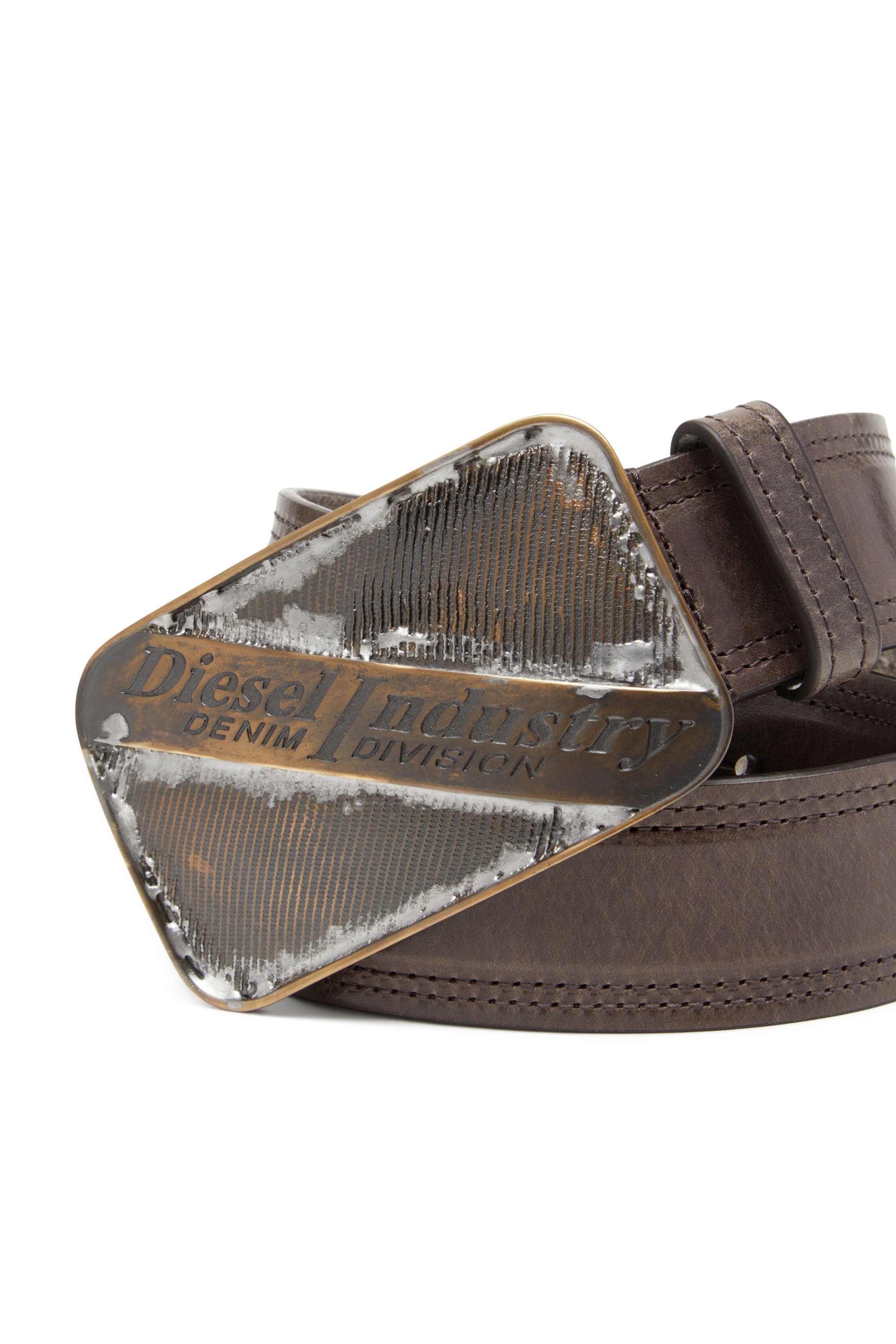 Diesel - B-INDUSTRY, Male's 4cm archival belt with rust-effect buckle in Brown - 3