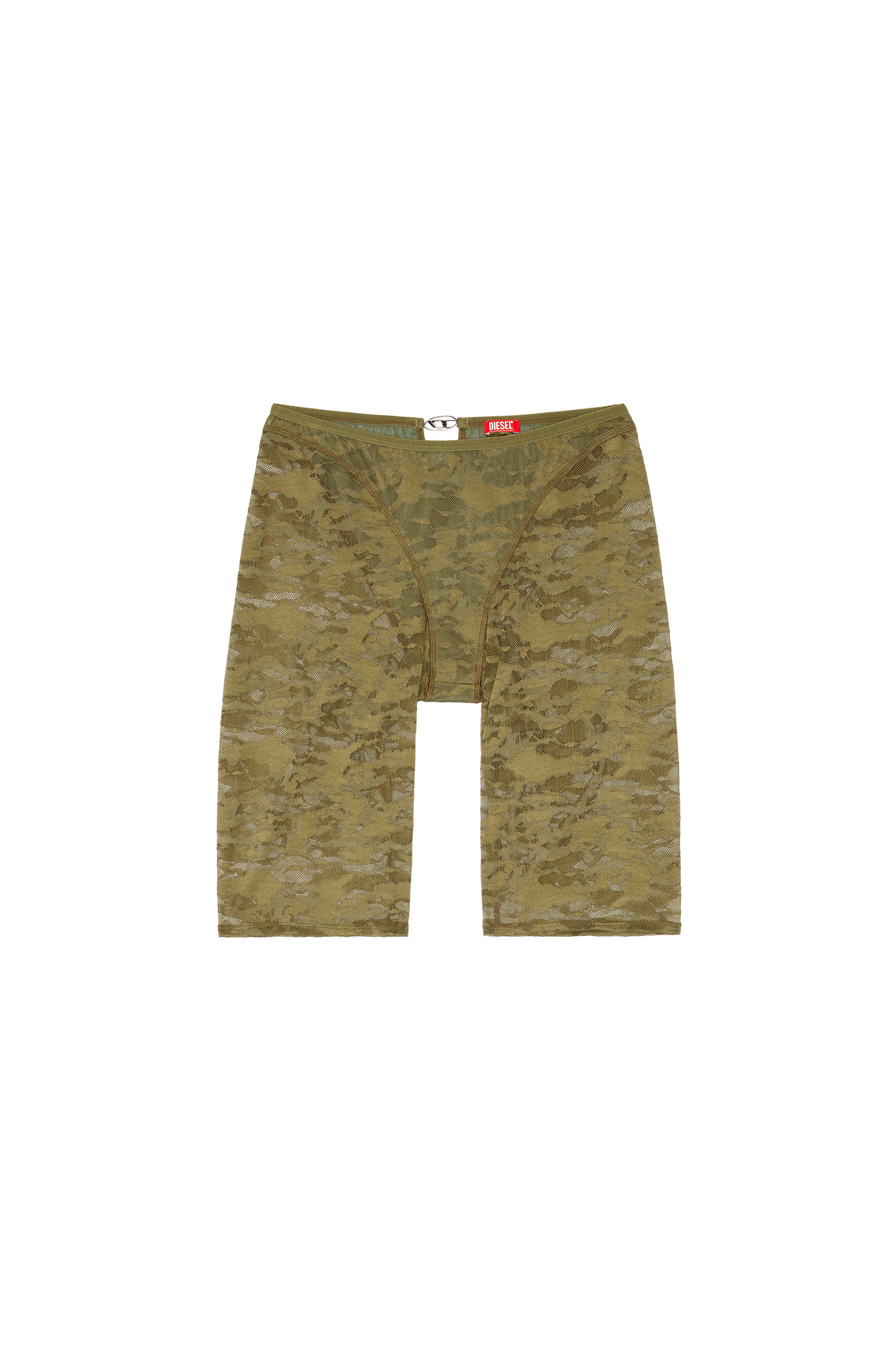 Diesel - UFLB-D-OVAL-LACE-SHORT, Female's Camo lace shorts with Oval D plaque in Military Green - 4