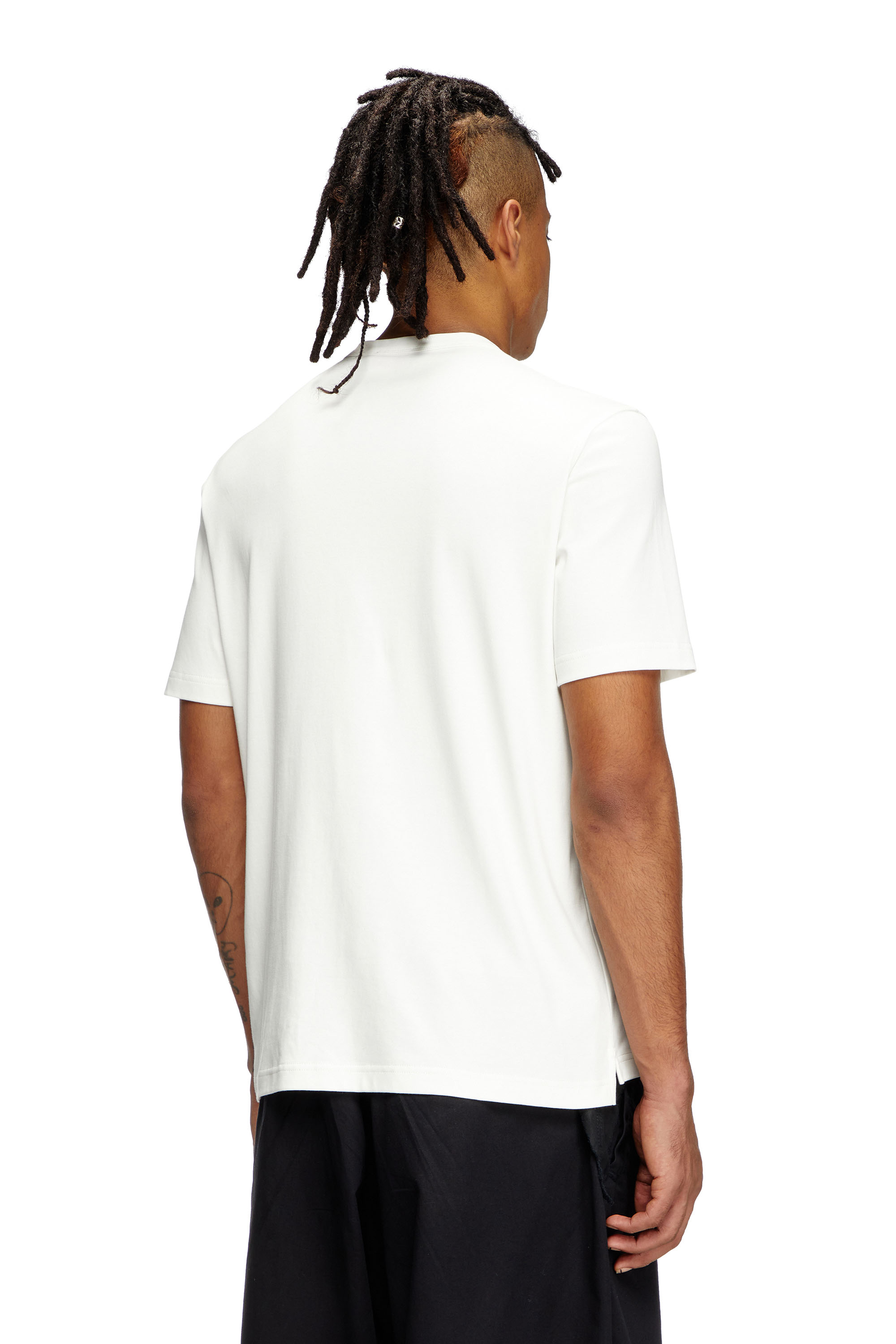 Diesel - T-ADJUST-SLITS-R17, Male's T-shirt with tonal logo embroidery in White - 3