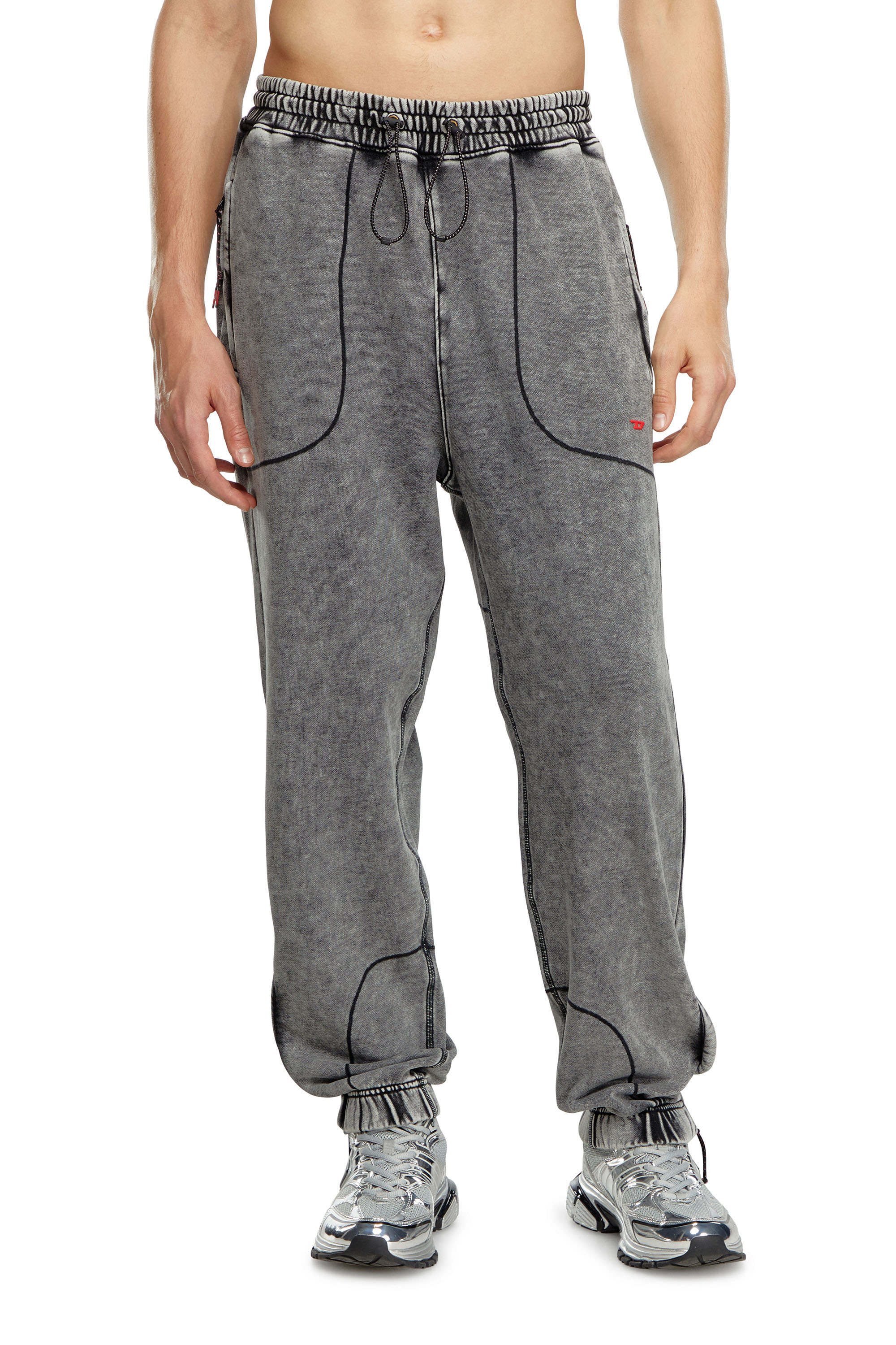 Diesel - AMSB-QUENTIN-HT57, Male Faded track pants with toggle waist in Grey - Image 1