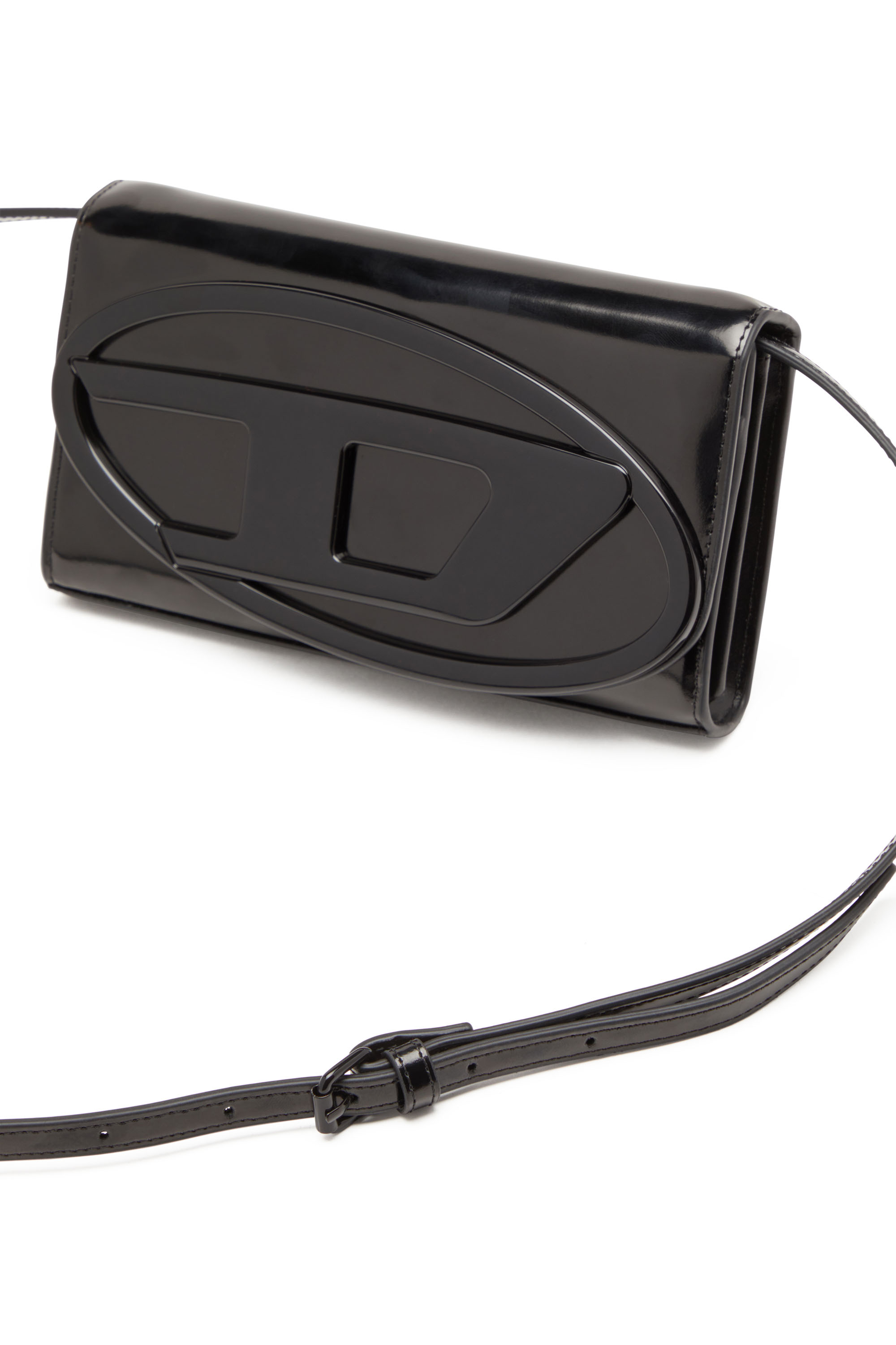 Diesel - 1DR WALLET STRAP, Female's Wallet bag in mirrored leather in Black - 5