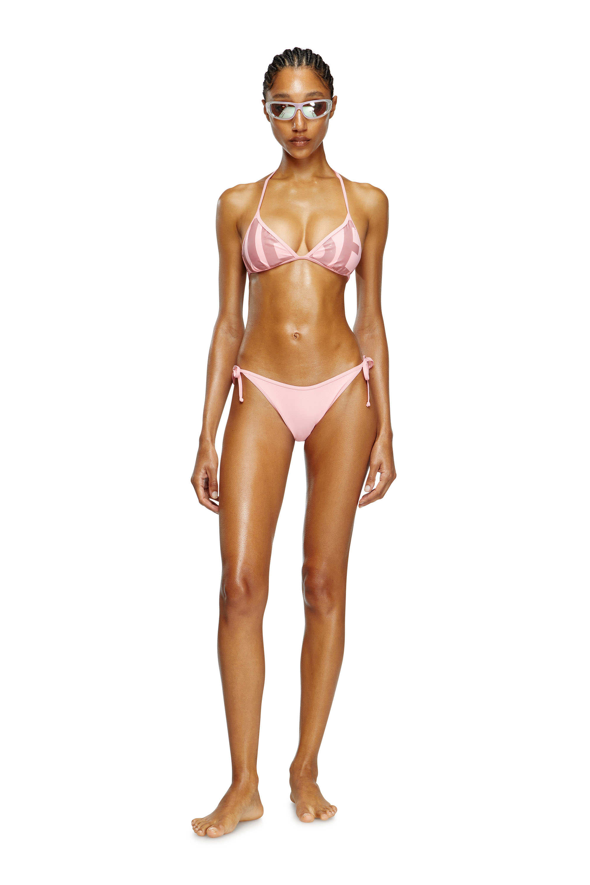 Diesel - BFB-SEES-A, Female's Bikini top with cut-off Diesel logo in Pink - 2