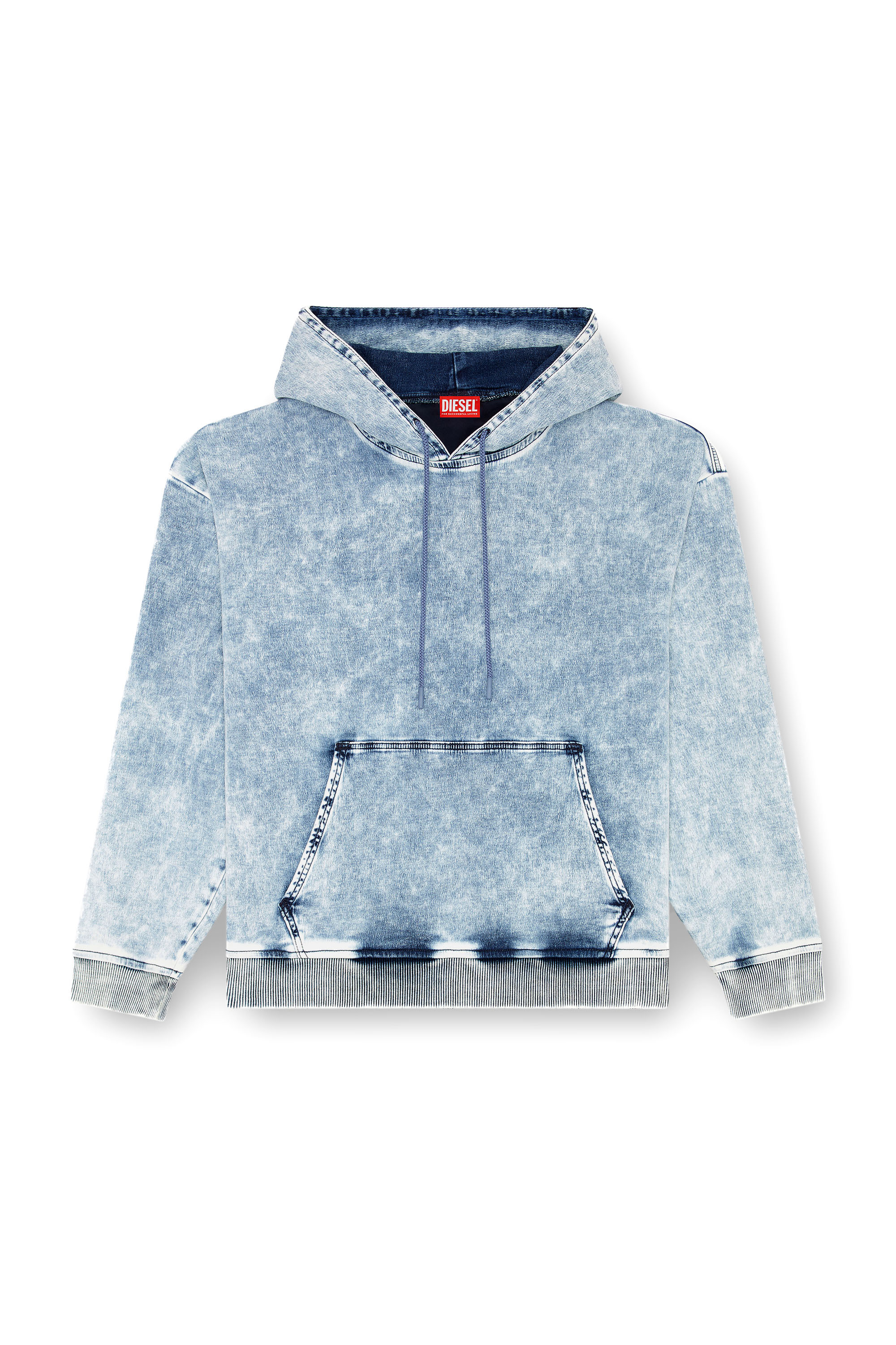 Diesel - D-UM-RIB-S2 TRACK, Sweat-shirt en Track Denim avec Oval D Mixte in Bleu - 7