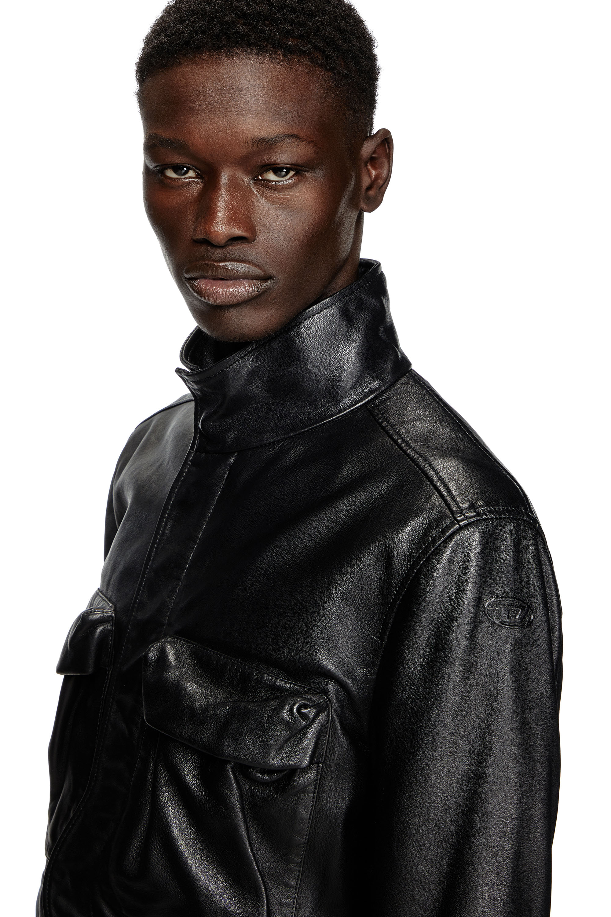 Diesel - L-GAST, Veste en cuir avec poches utility Mixte in Noir - 5