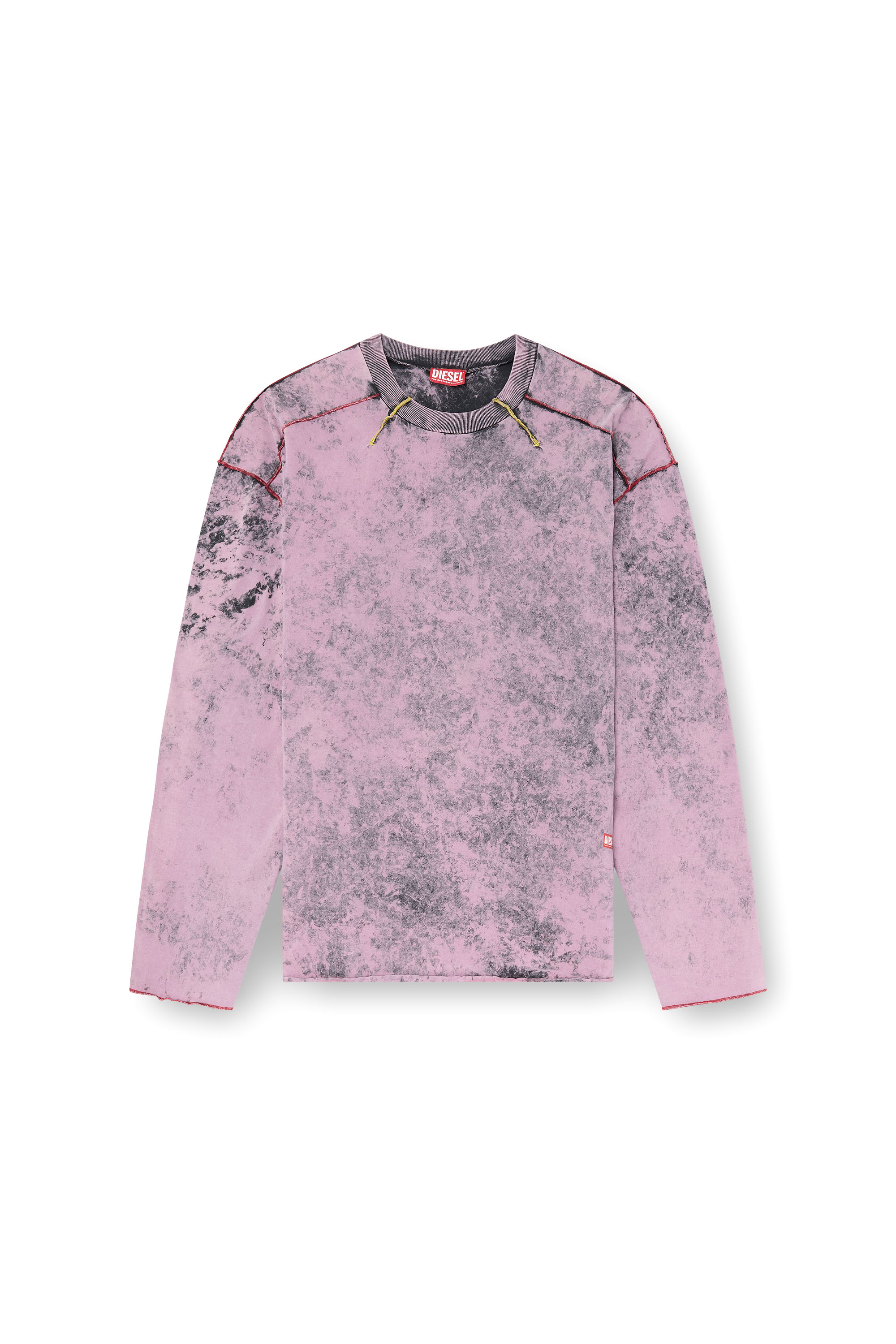 Diesel - T-CRAHOR-LS-R1, T-shirt à manches longues traité Homme in Rose - 4