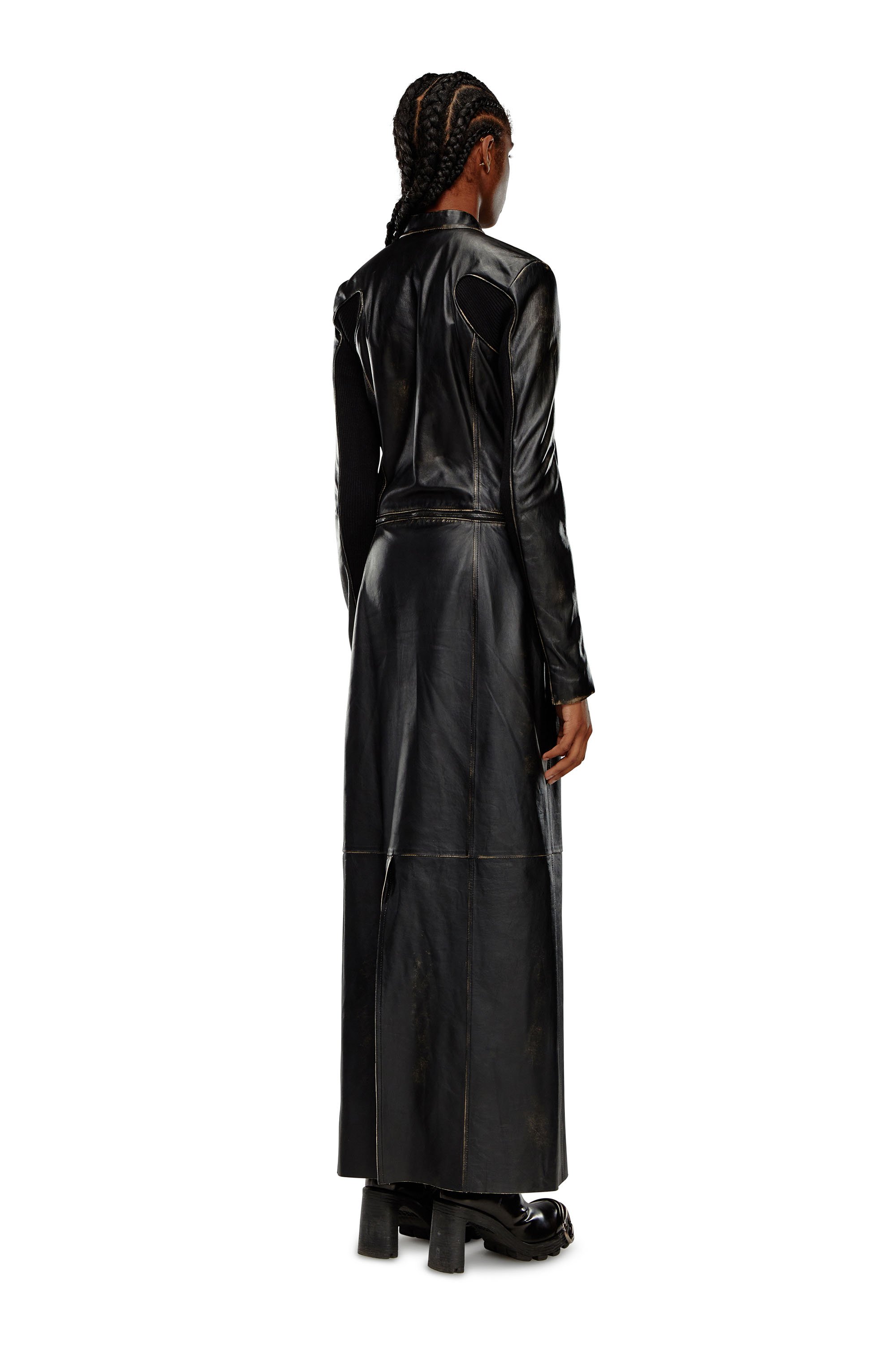 Diesel - L-TOT, Female 2-in-1 convertible leather dress in Black - Image 2