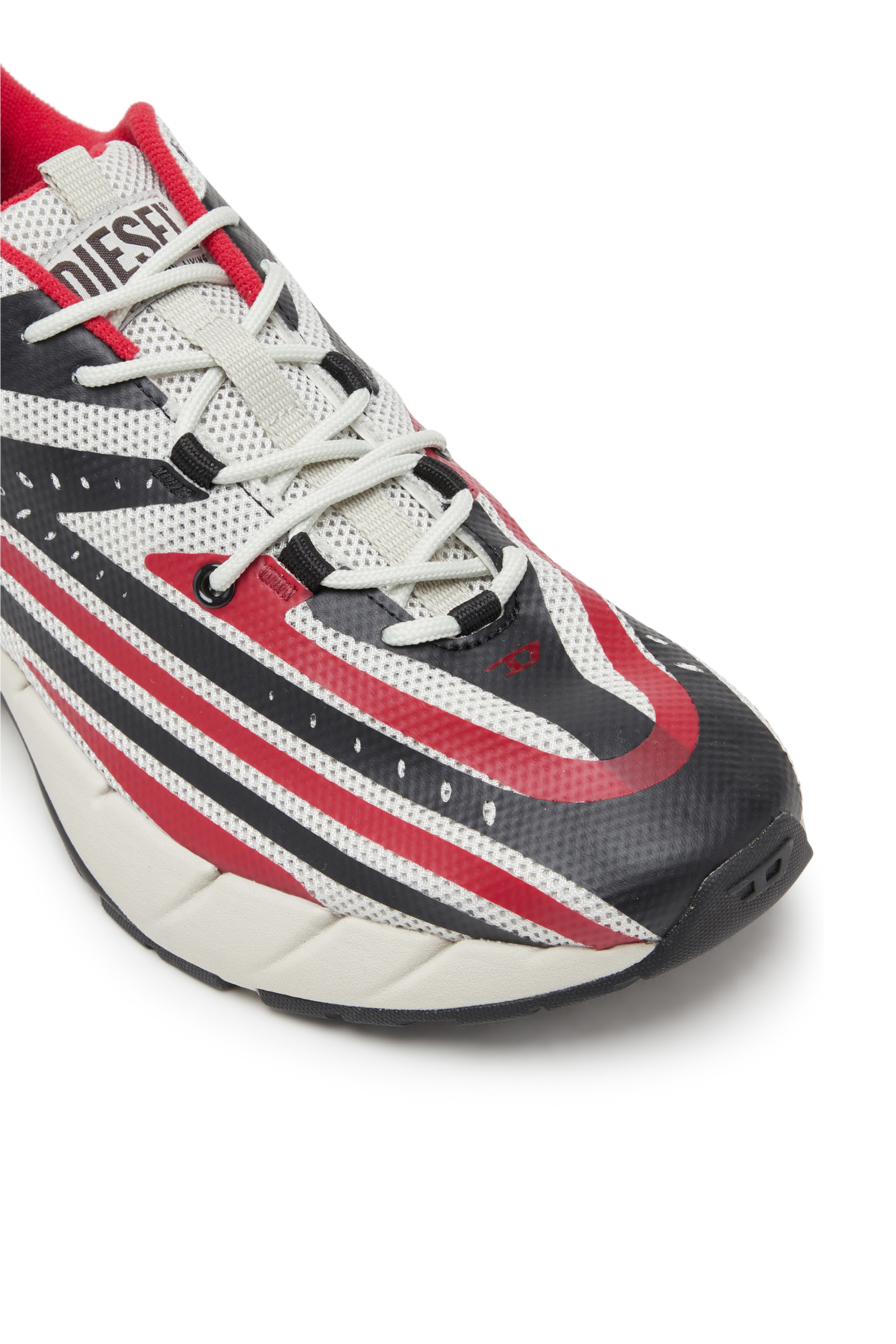 Diesel - D-AIRSPEED LOW, Male's D-Airspeed Low-Striped sneakers in coated mesh in Black/Red - 6