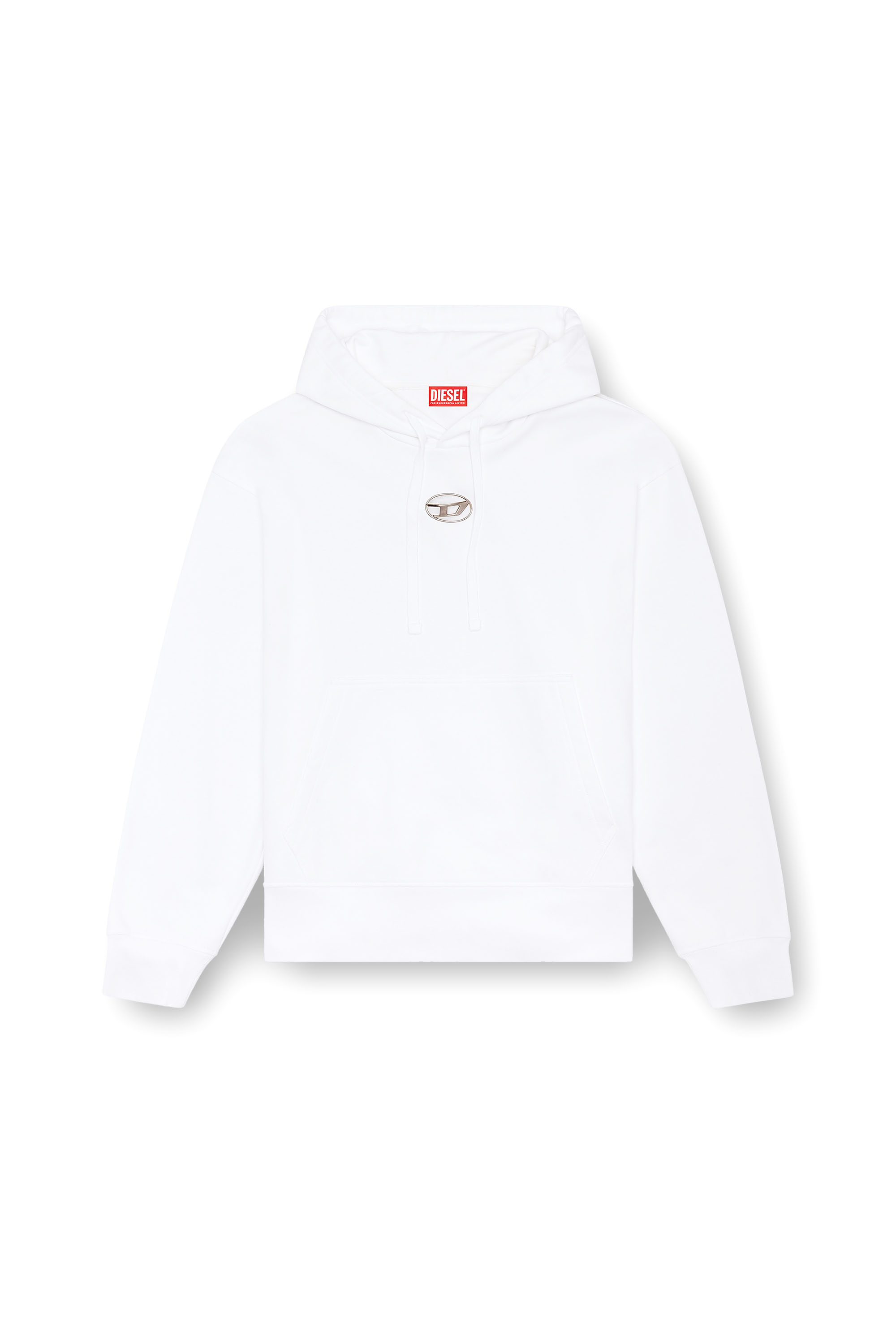 Diesel - S-MACS-HOOD-OD, Sweat-shirt à capuche oversize avec logo métallisé Homme in Blanc - 4