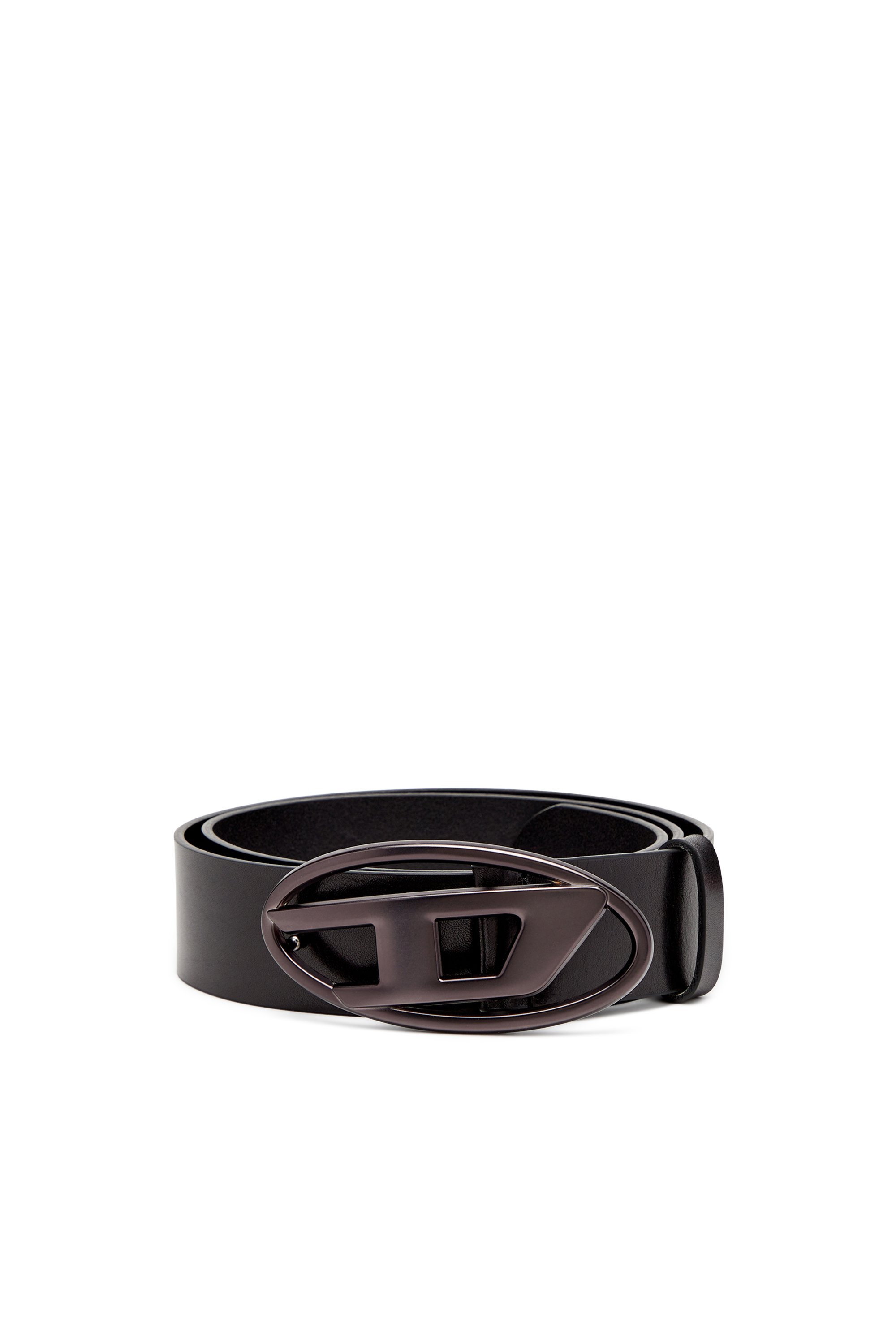 Diesel - B-1DR, Leather belt with metallic Oval D buckle Mixte in Noir - 1