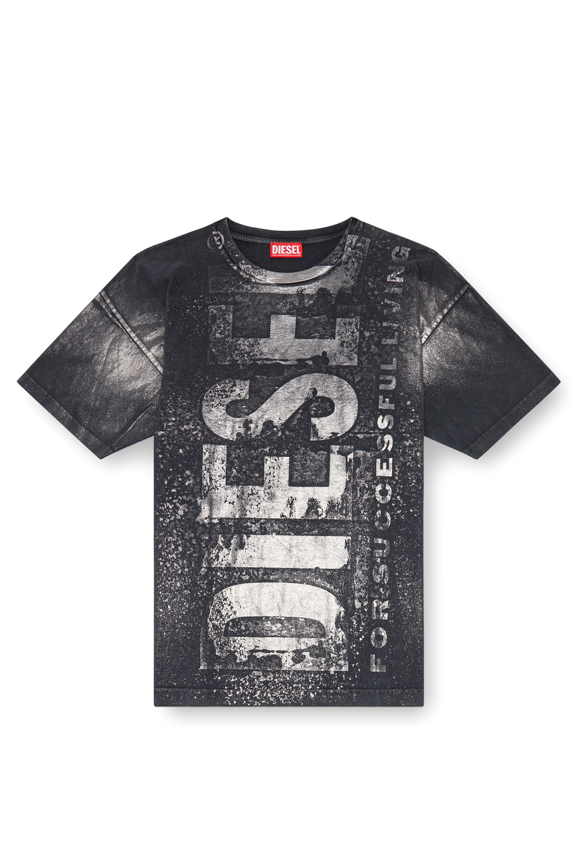 Diesel - T-BOXT-Q23, T-shirt à logo avec effets métallisés Homme in Noir - 4