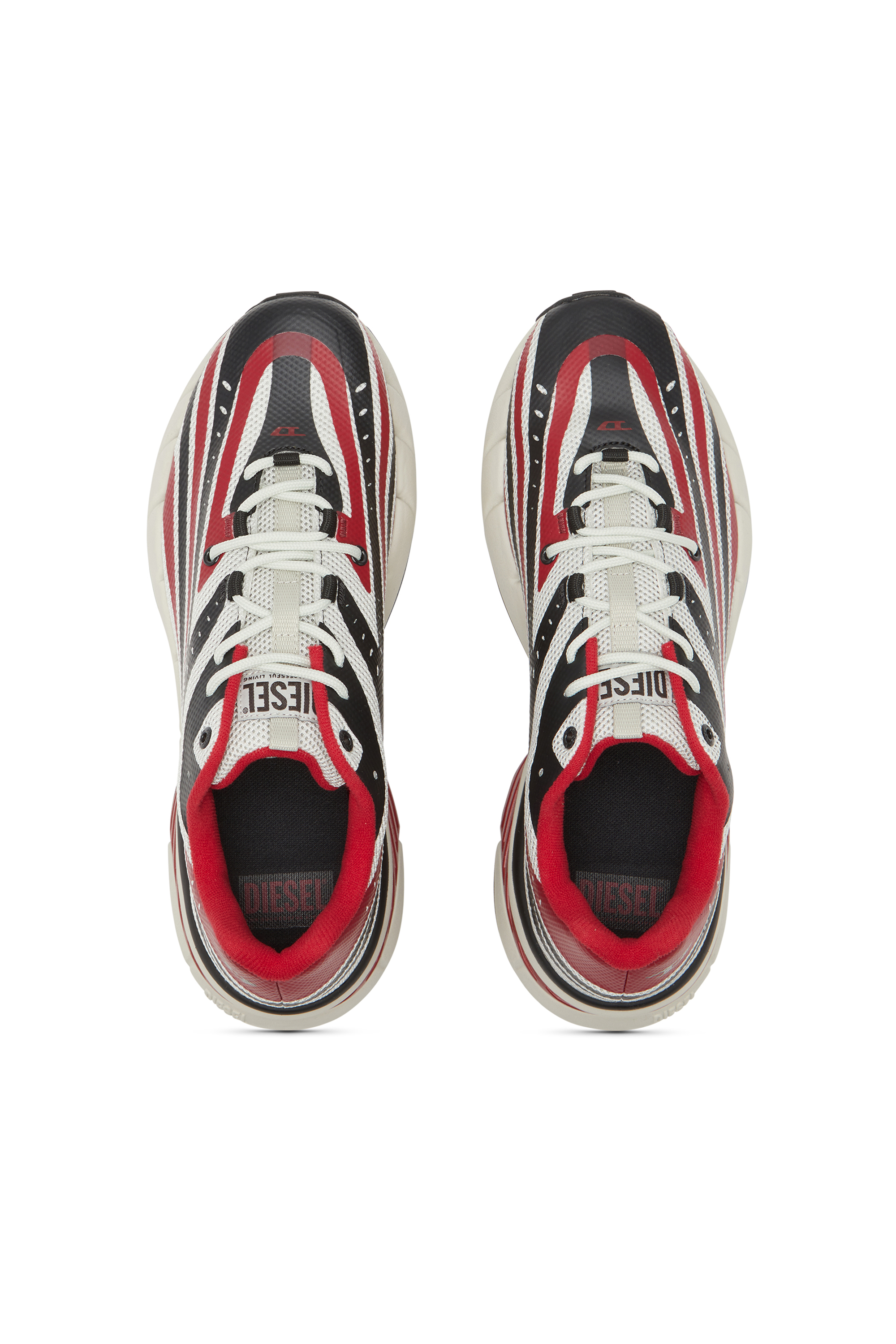 Diesel - D-AIRSPEED LOW, Male's D-Airspeed Low-Striped sneakers in coated mesh in Black/Red - 5