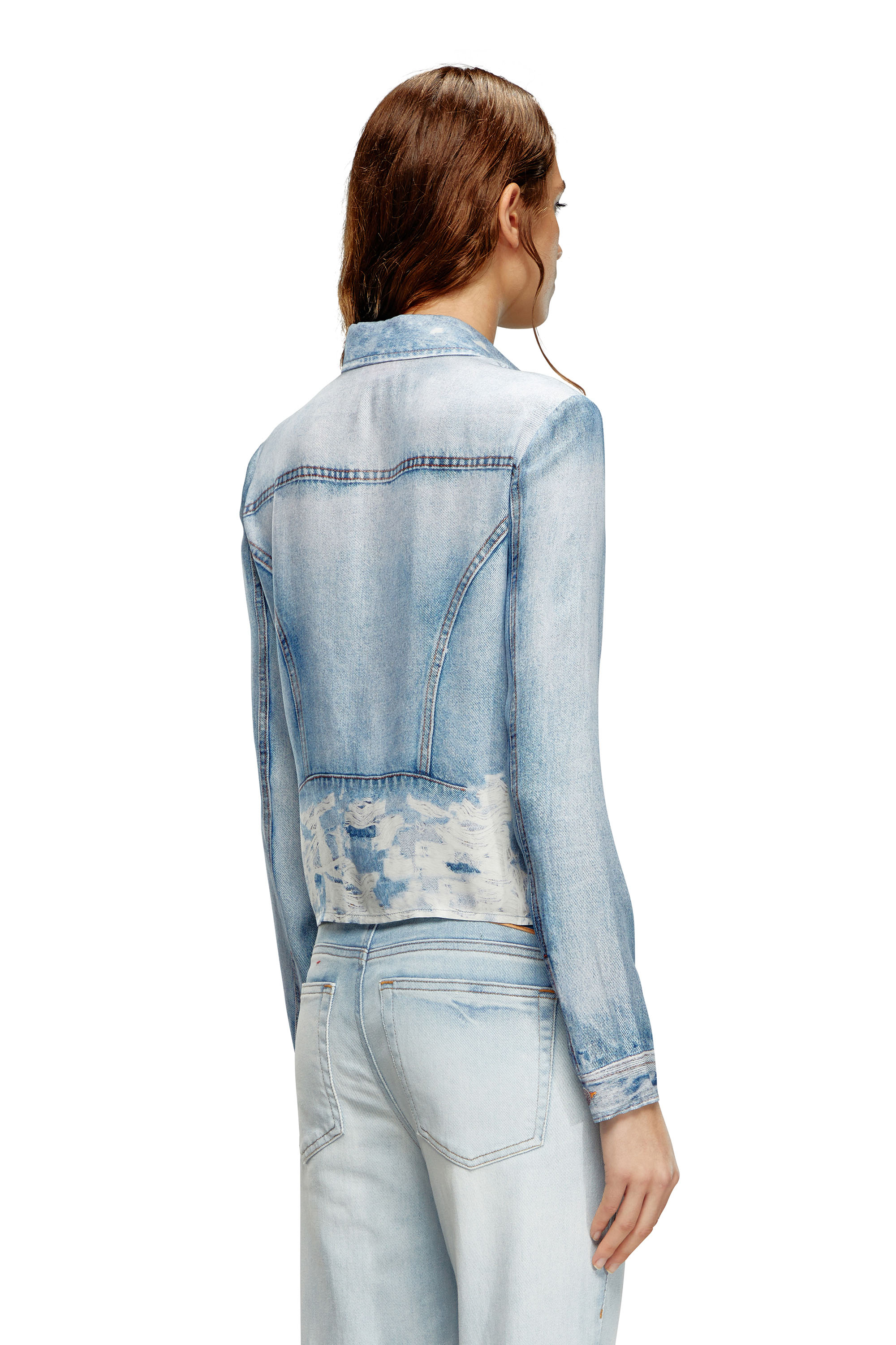 Diesel - C-LORELLE, Female Cropped shirt with denim print in Blue - Image 3