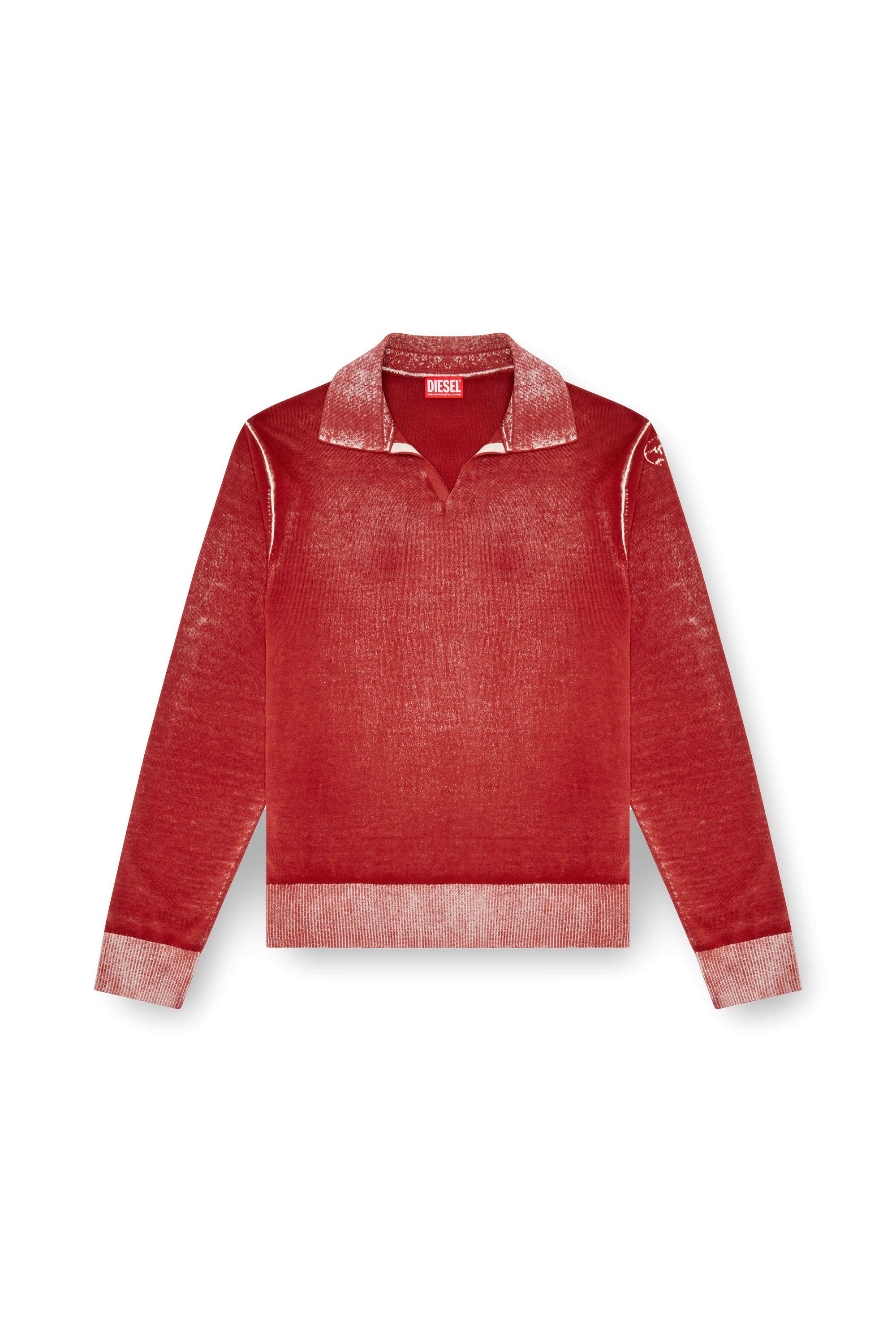 Diesel - K-LORENZO, Pull polo avec imprimé inversé Homme in Rouge - 5