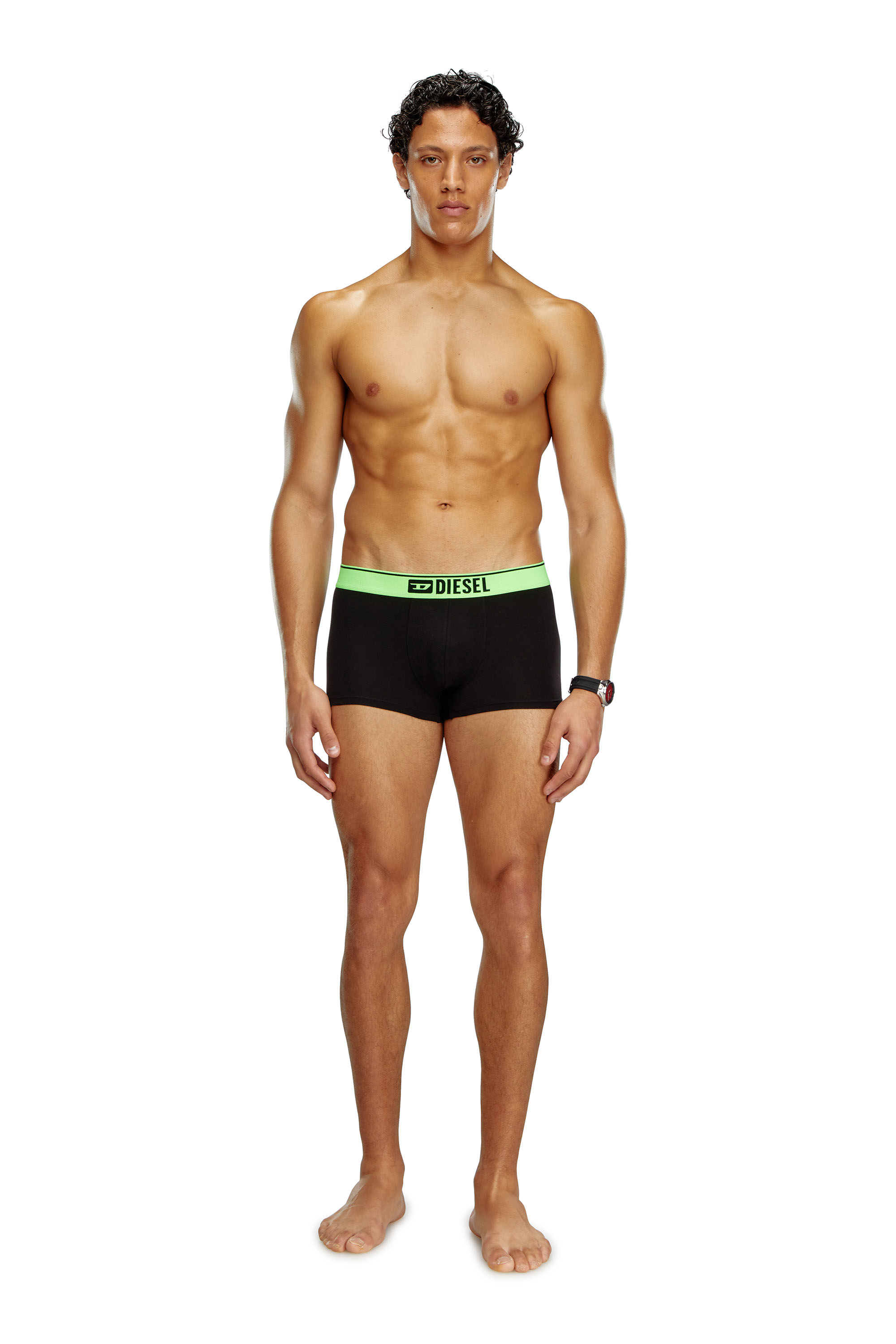 Diesel - UMBX-DAMIENTHREEPACK, Male's Three-pack boxer briefs with pop-colour waist in Black/Green - 4