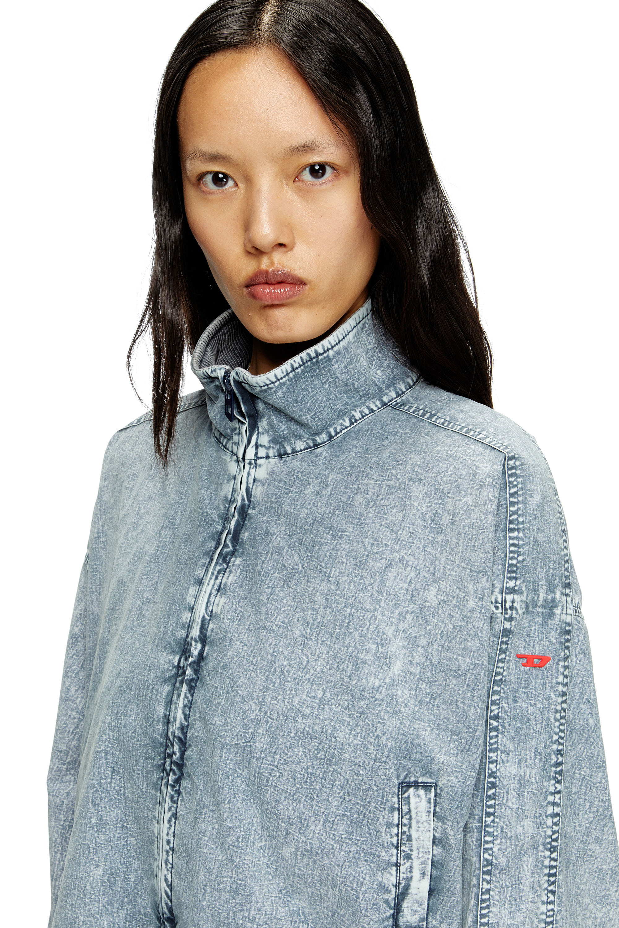 Diesel - G-LEAM-R1, Female's Cropped jacket in recycled nylon taslan in Light Blue - 4