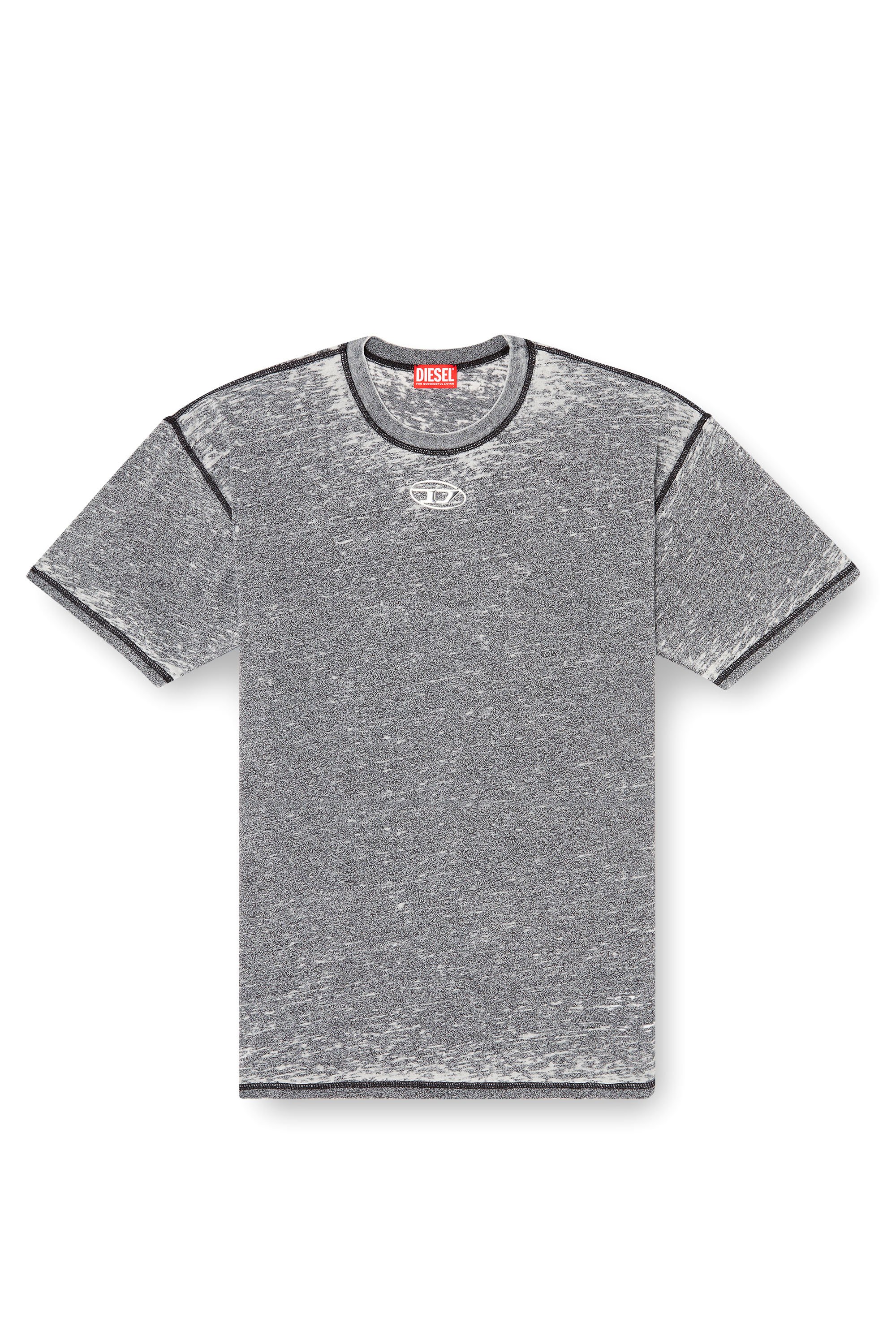 Diesel - T-BOXT-PAK, Male's Burnout T-shirt with metal-look logo in Grey - 4