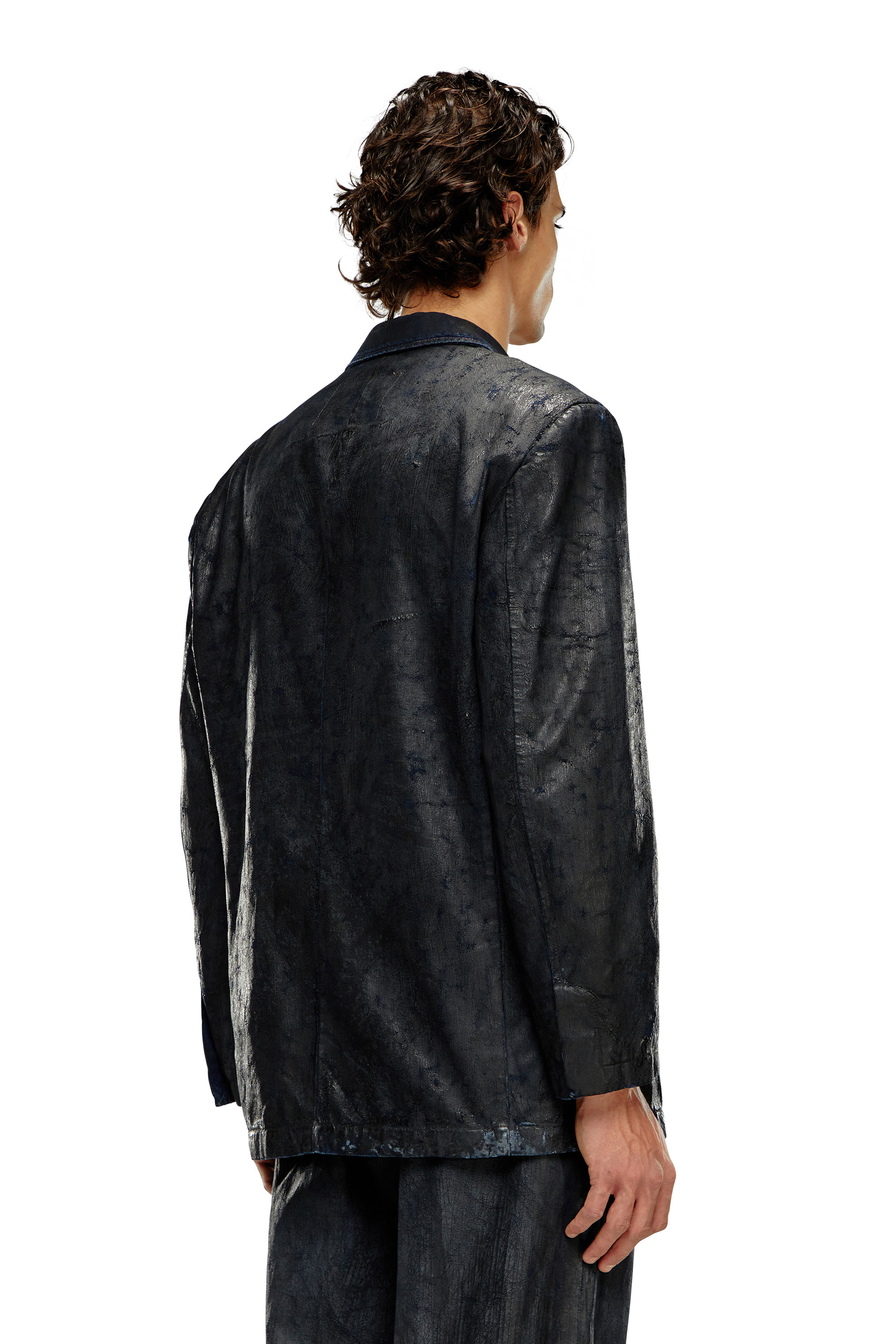 Diesel - D-BLA-FSE, Male Denim blazer with craquelé coating in Black - Image 4