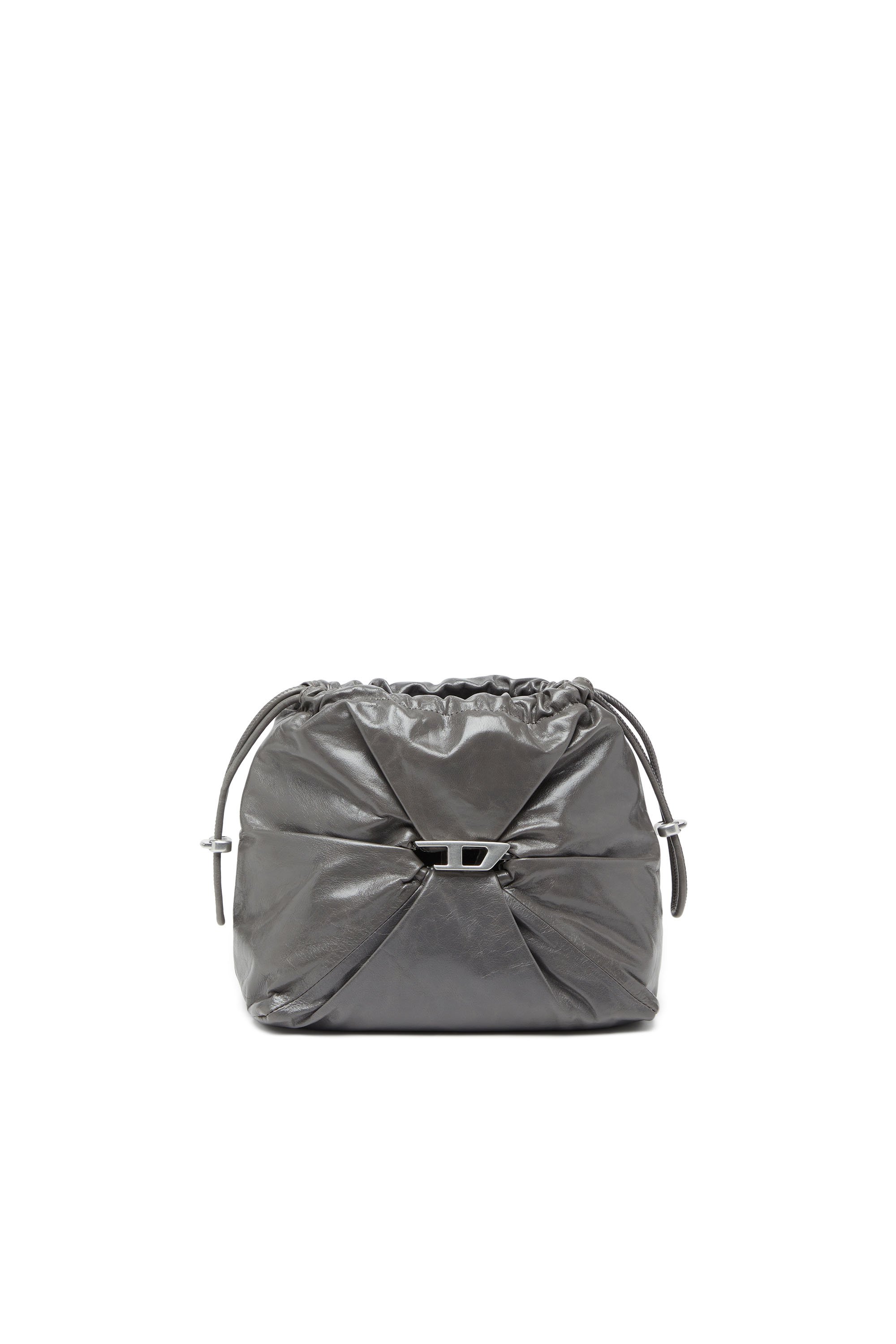 Diesel - SCRUNCH-D BUCKET, Sac seau en cuir froissé et brillant Femme in Gris - 7