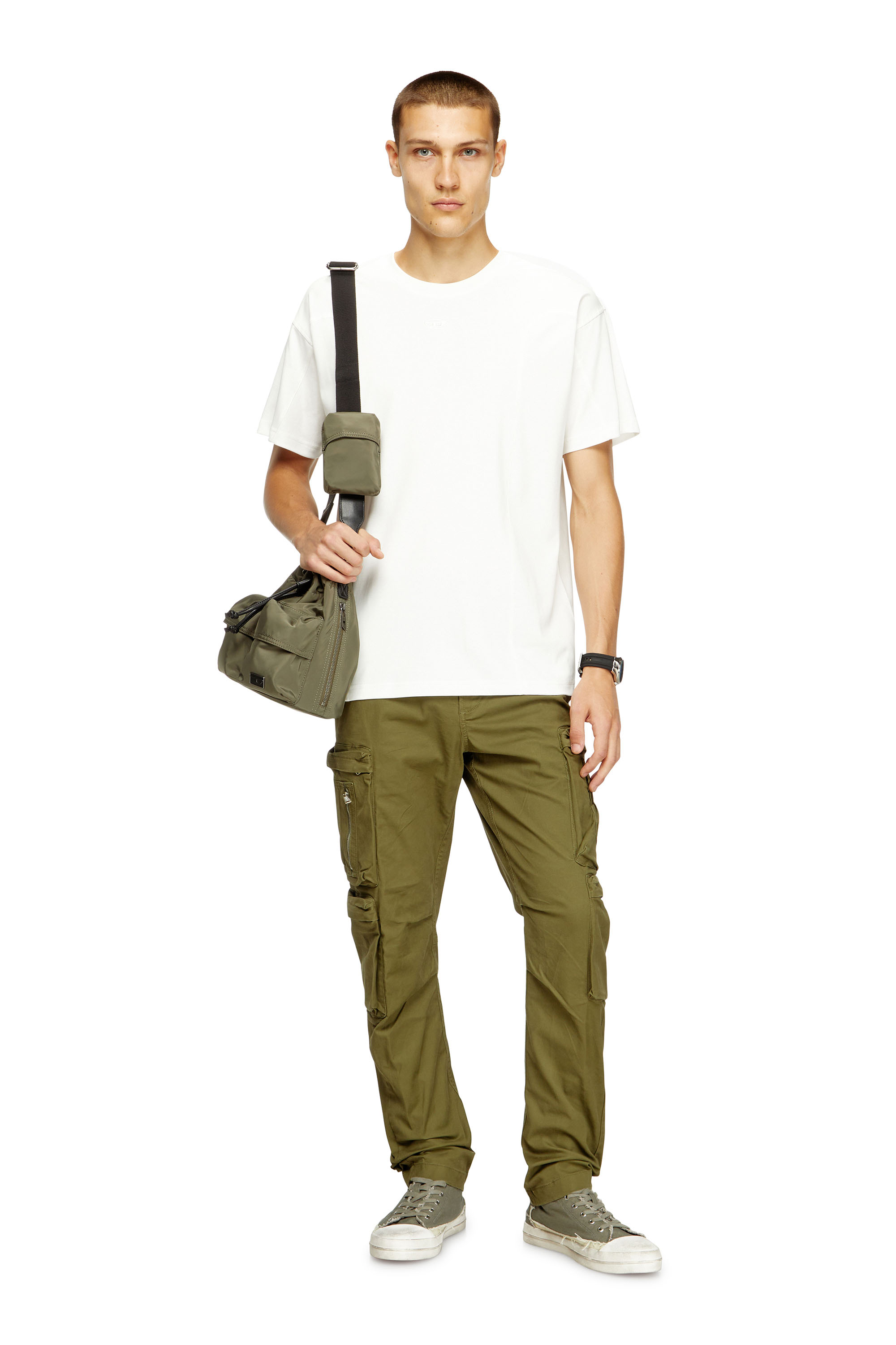 Diesel - T-NORM-INT, T-shirt à manches courtes avec empiècements Homme in Blanc - 2