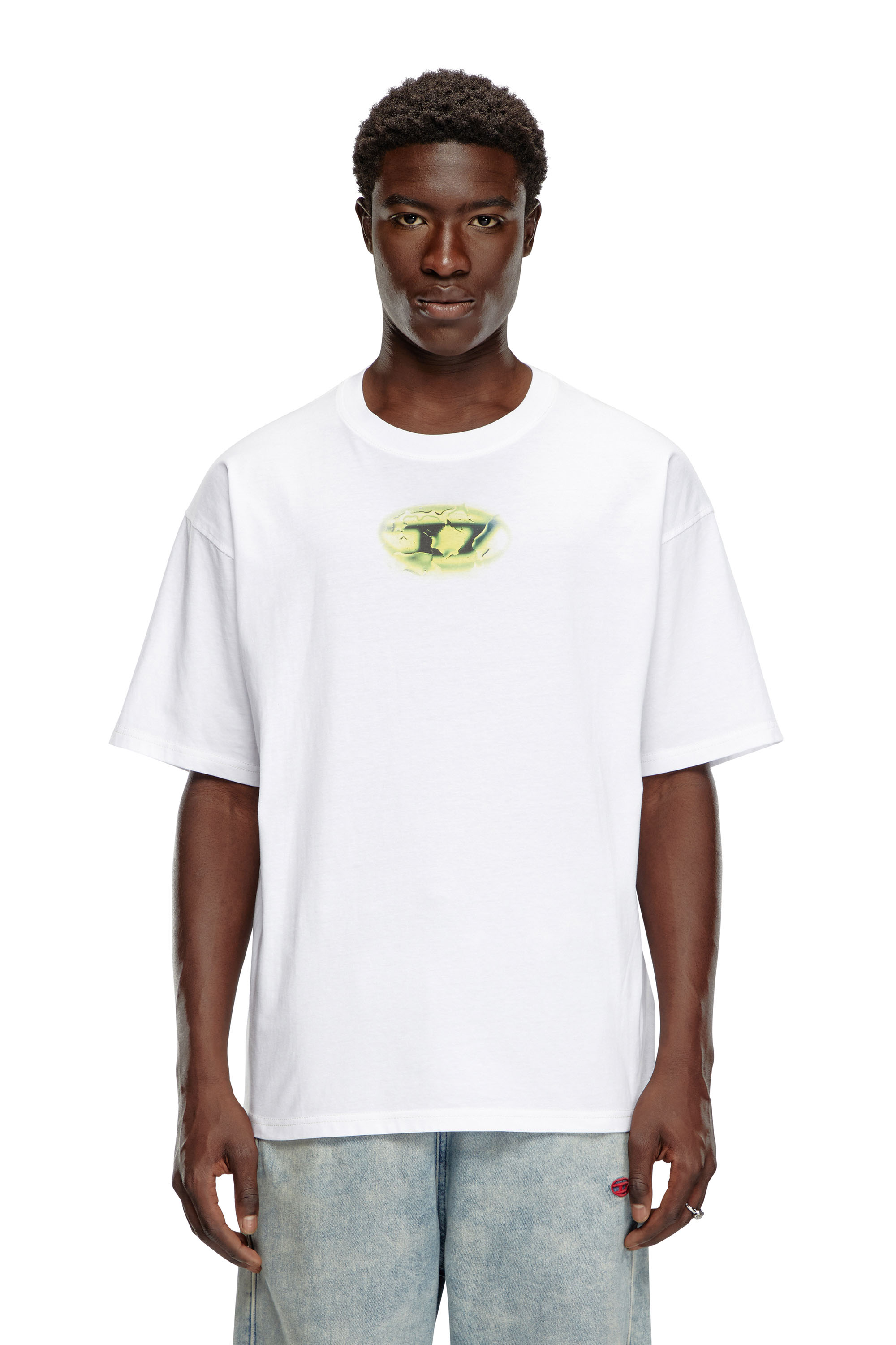 Diesel - T-BOXT-K3, T-shirt avec logo effet lumineux Homme in Blanc - 1