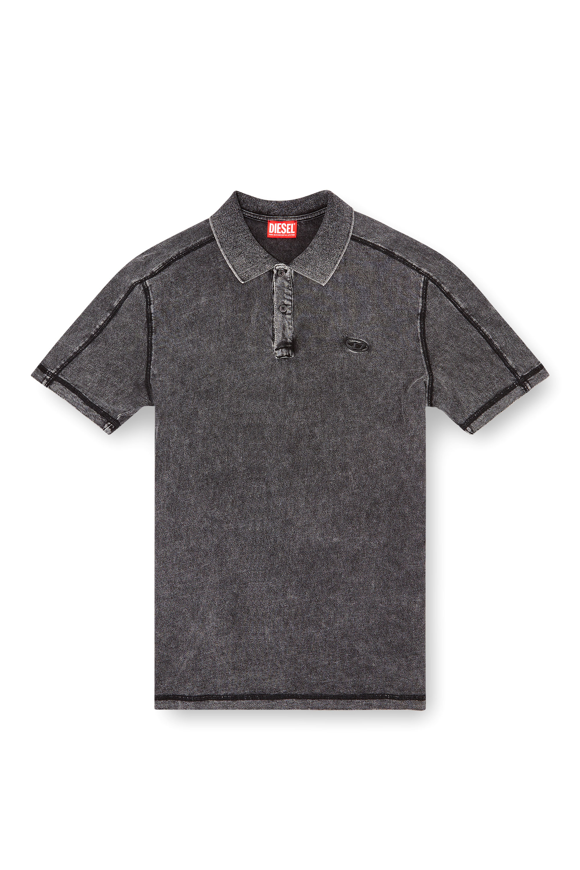 Diesel - T-SWIND-R1, Male's Denim-look polo shirt in Black - 4