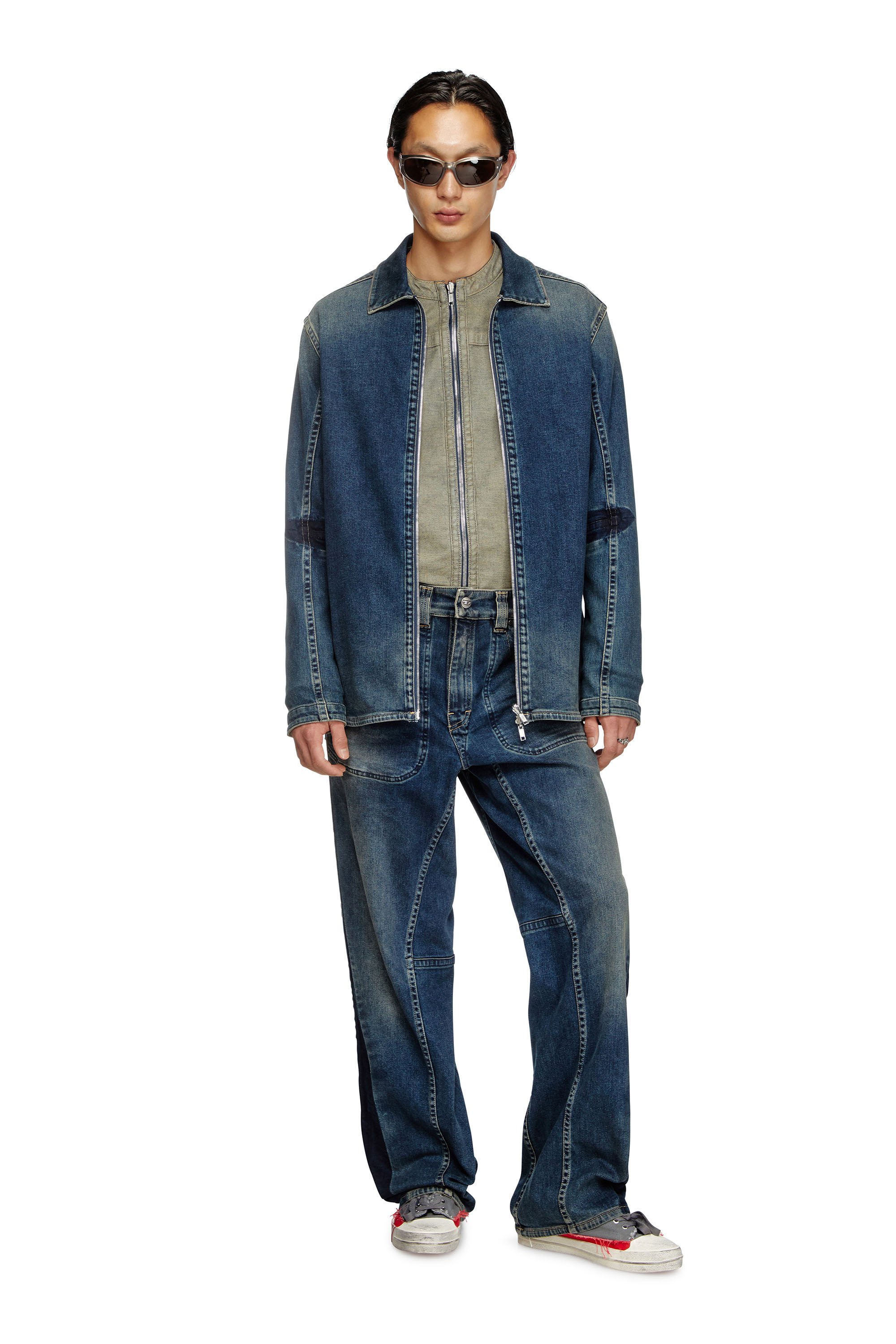 Diesel - D-SIMPLY-RE, Chemise zippée en denim Rehab Homme in Bleu - 2