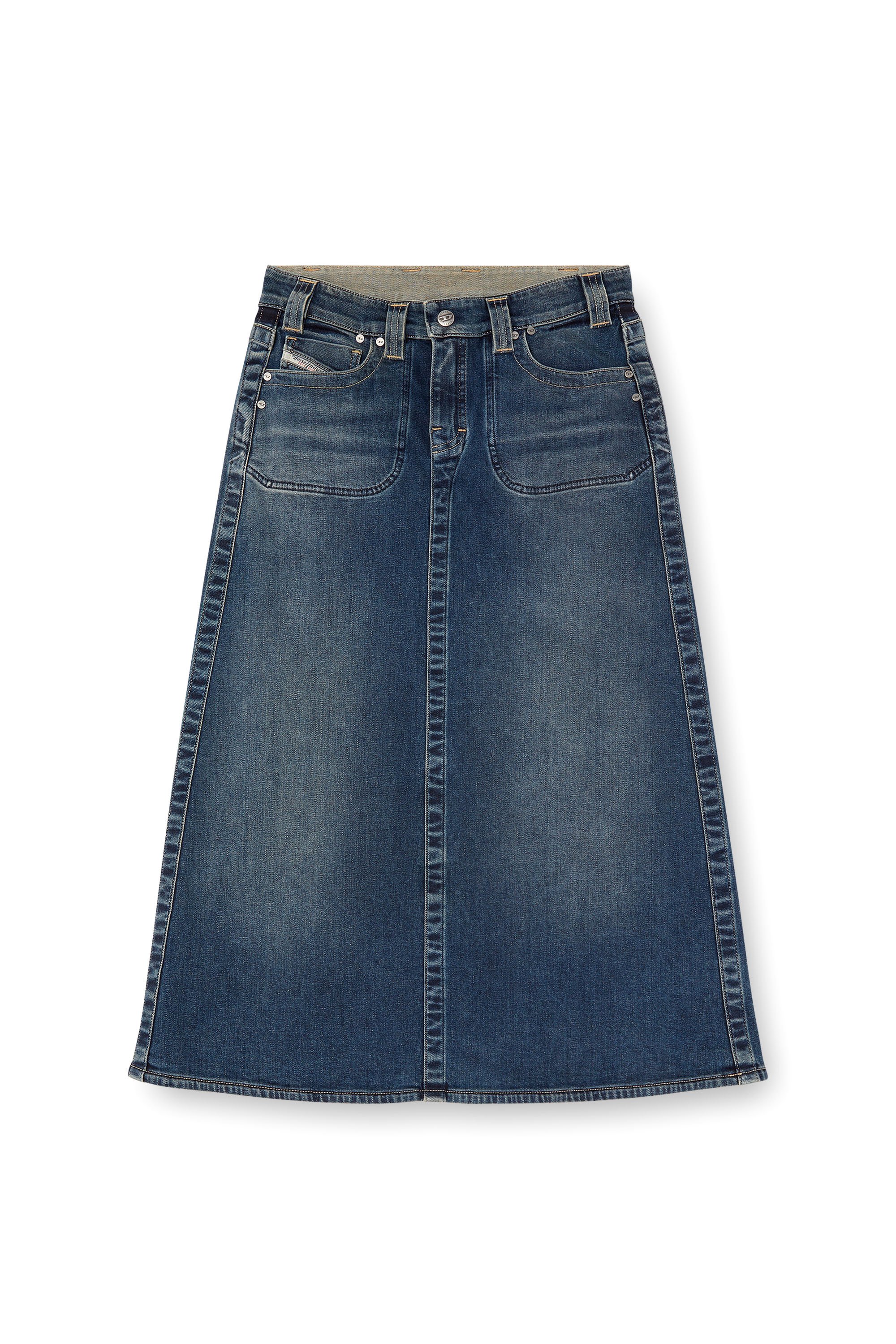 Diesel - DE-PAGO-MID-RE, Female's Midi skirt in Rehab denim in Dark Blue - 3