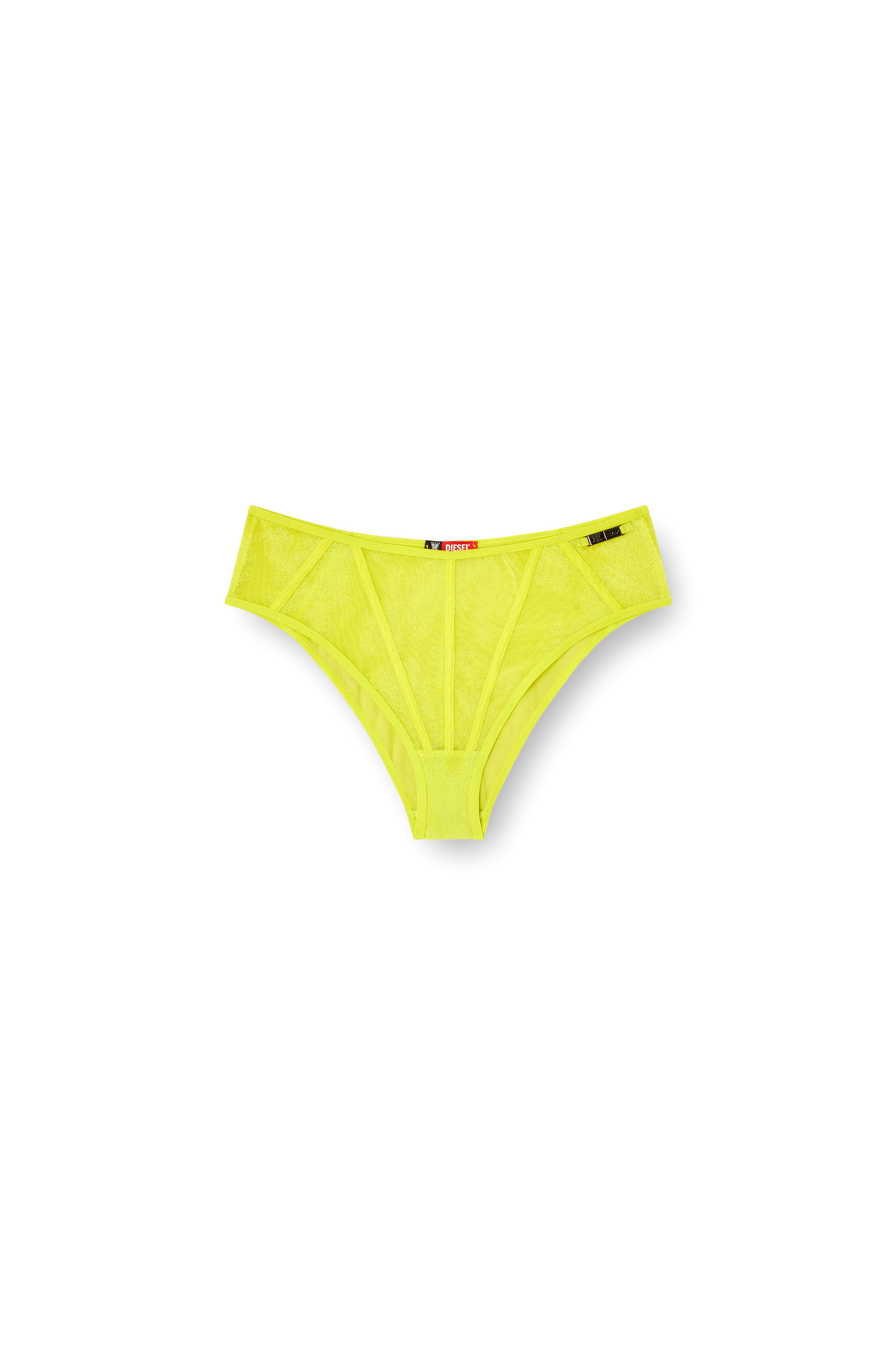 Diesel - MESH-HIGH-WAIST-BRIEF, Female's High-waist briefs in flocked mesh in Green Fluo - 4