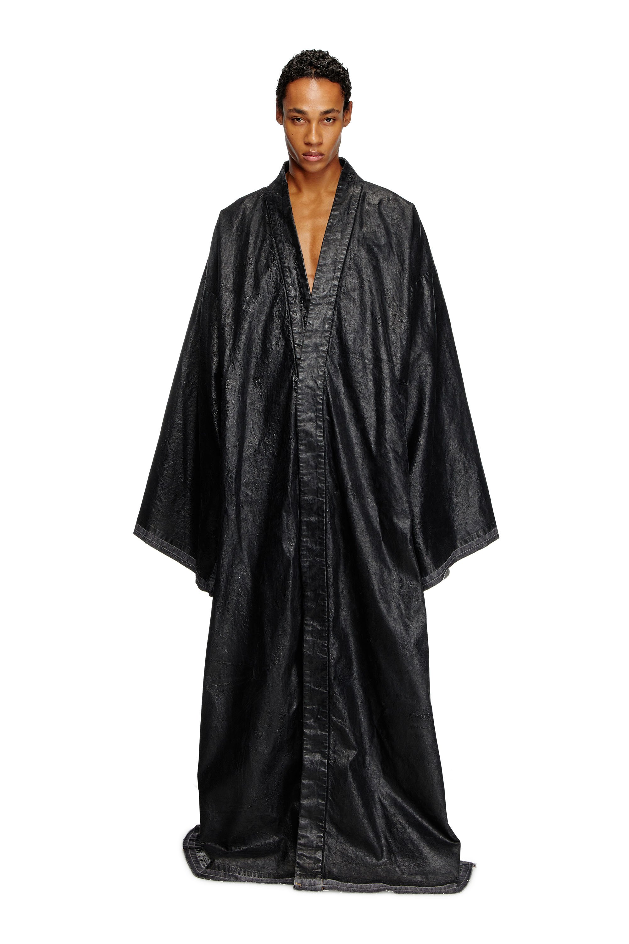 Diesel - D-D-KIM, Manteau kimono en denim avec devant enduit Mixte in Noir - 2