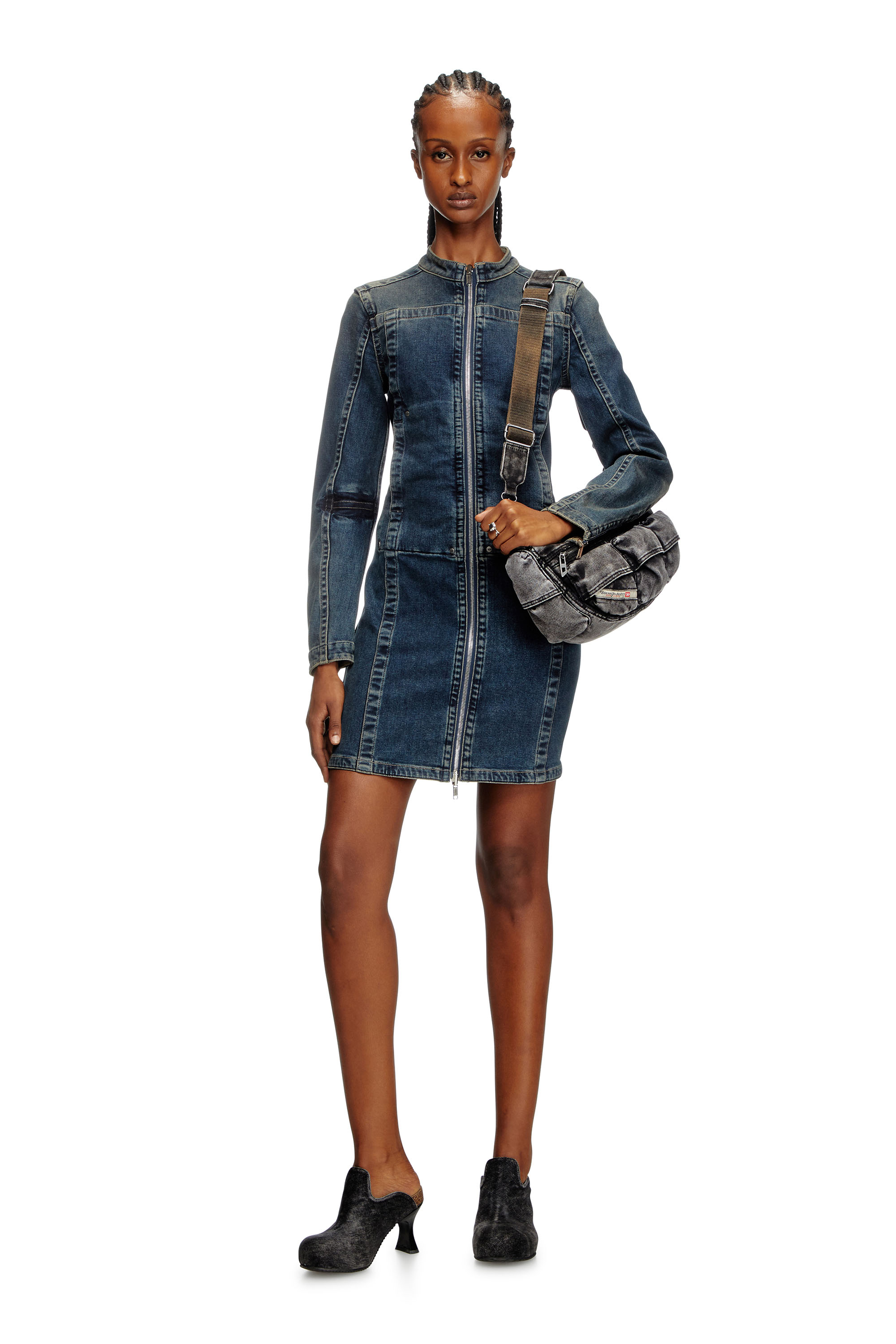 Diesel - DE-ROMI-RE, Female's Short dress in Rehab denim in Dark Blue - 2