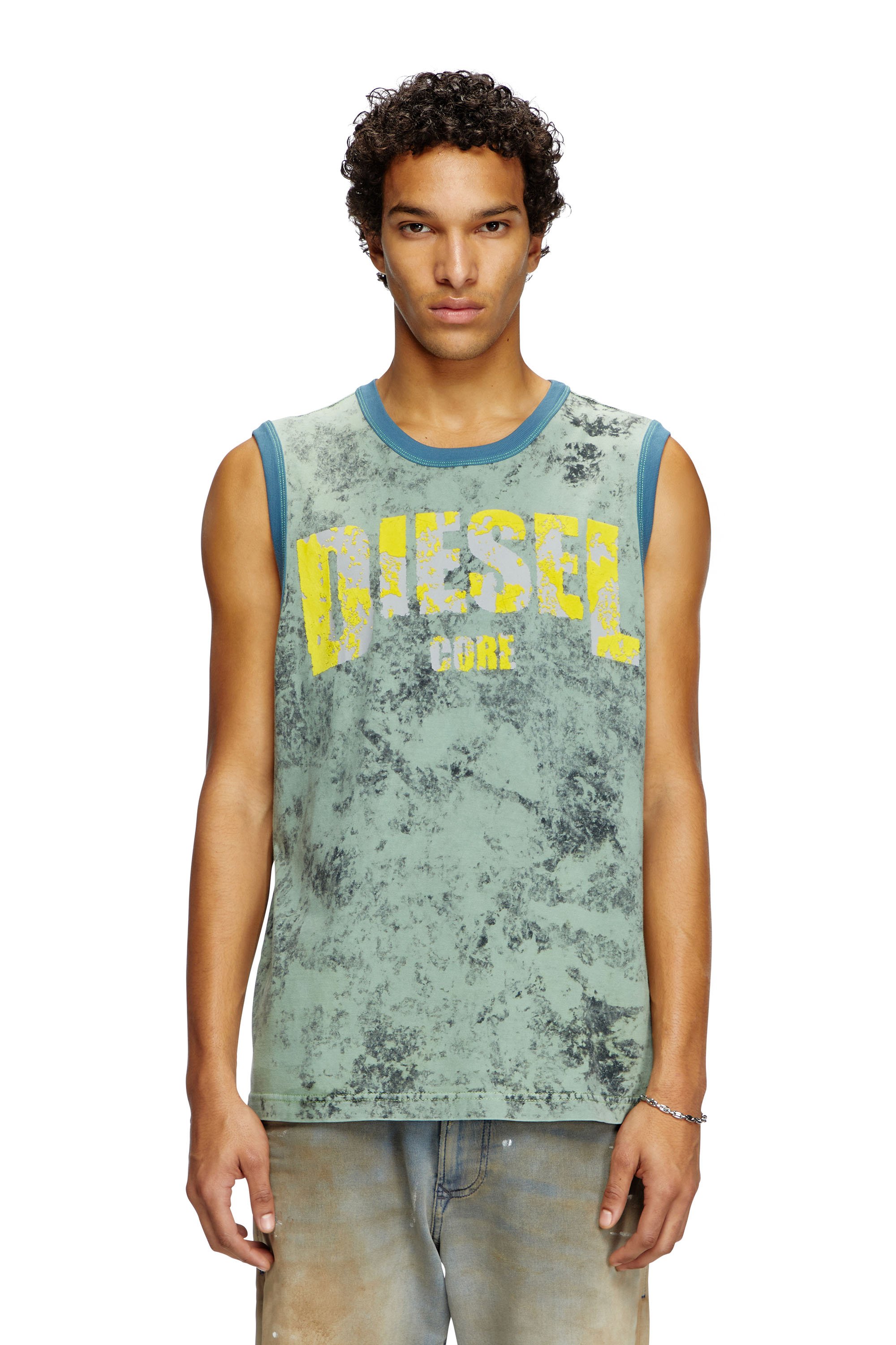 Diesel - T-BISCO-R1, Débardeur traité avec logo Diesel Core Homme in Vert - 1