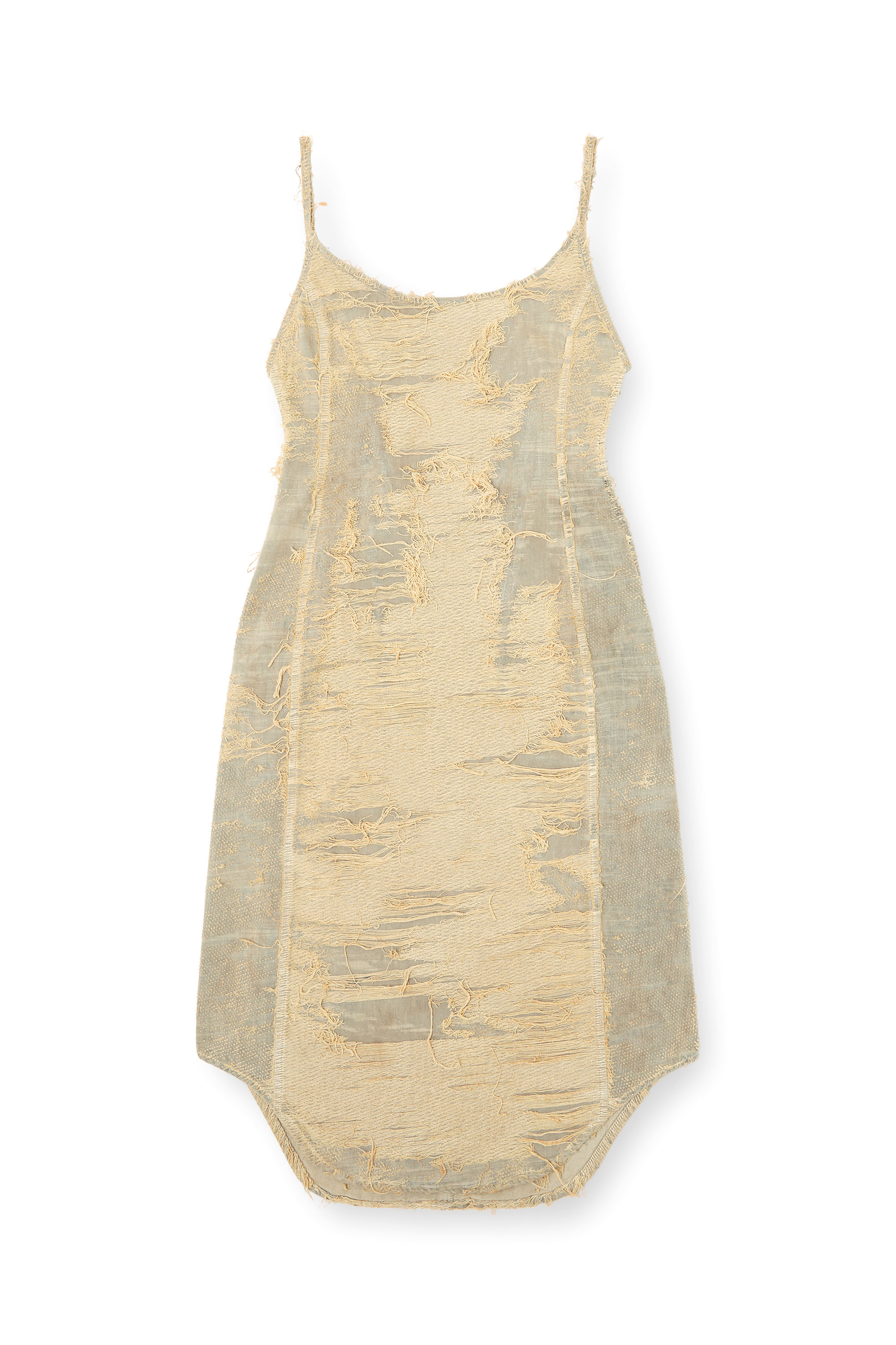 Diesel - DE-VERA-FSG, Robe en denim surteint à fils flottants Femme in Beige - 6