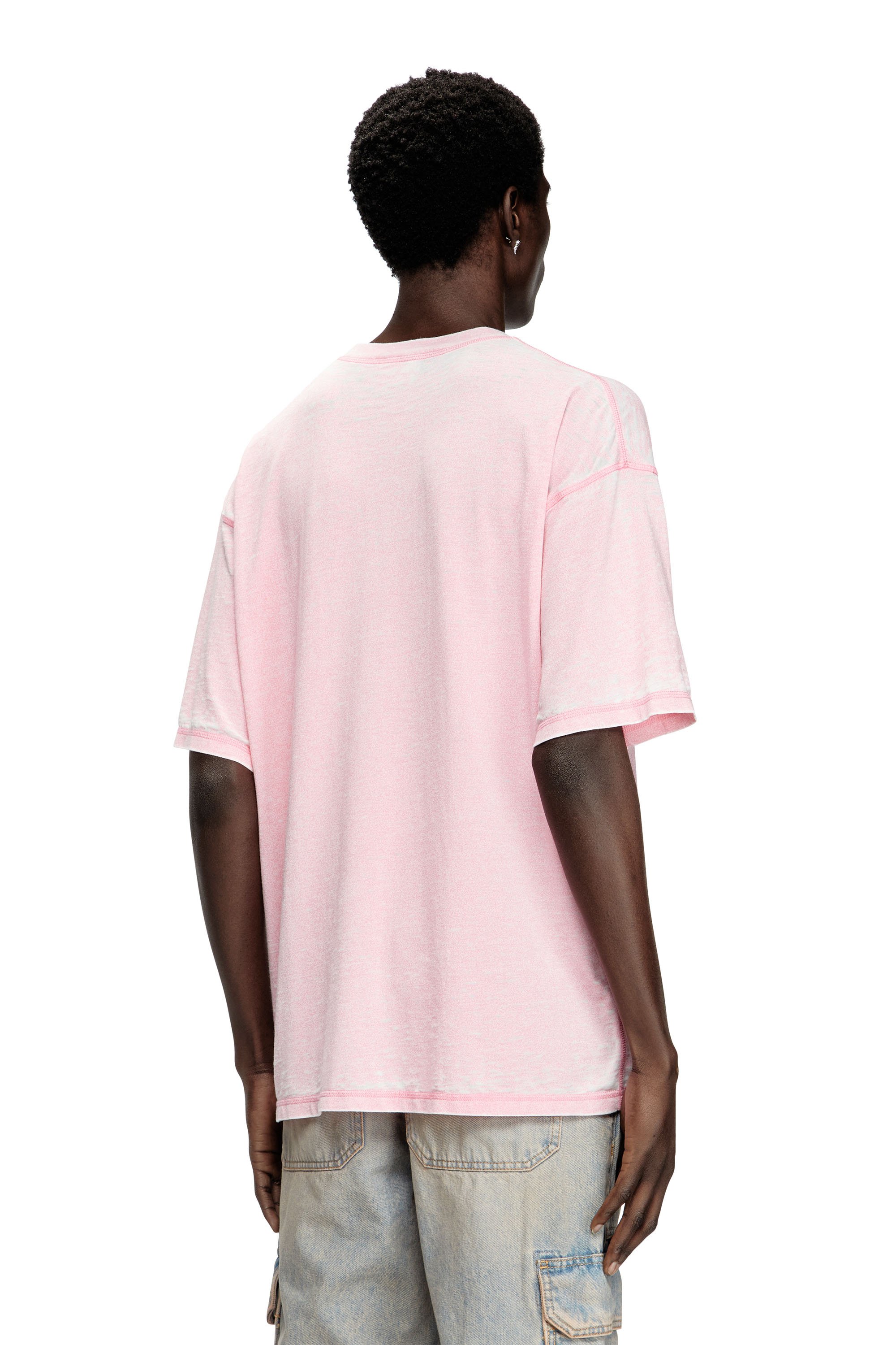 Diesel - T-BOXT-PAK, Male's Burnout T-shirt with metal-look logo in Pink - 3