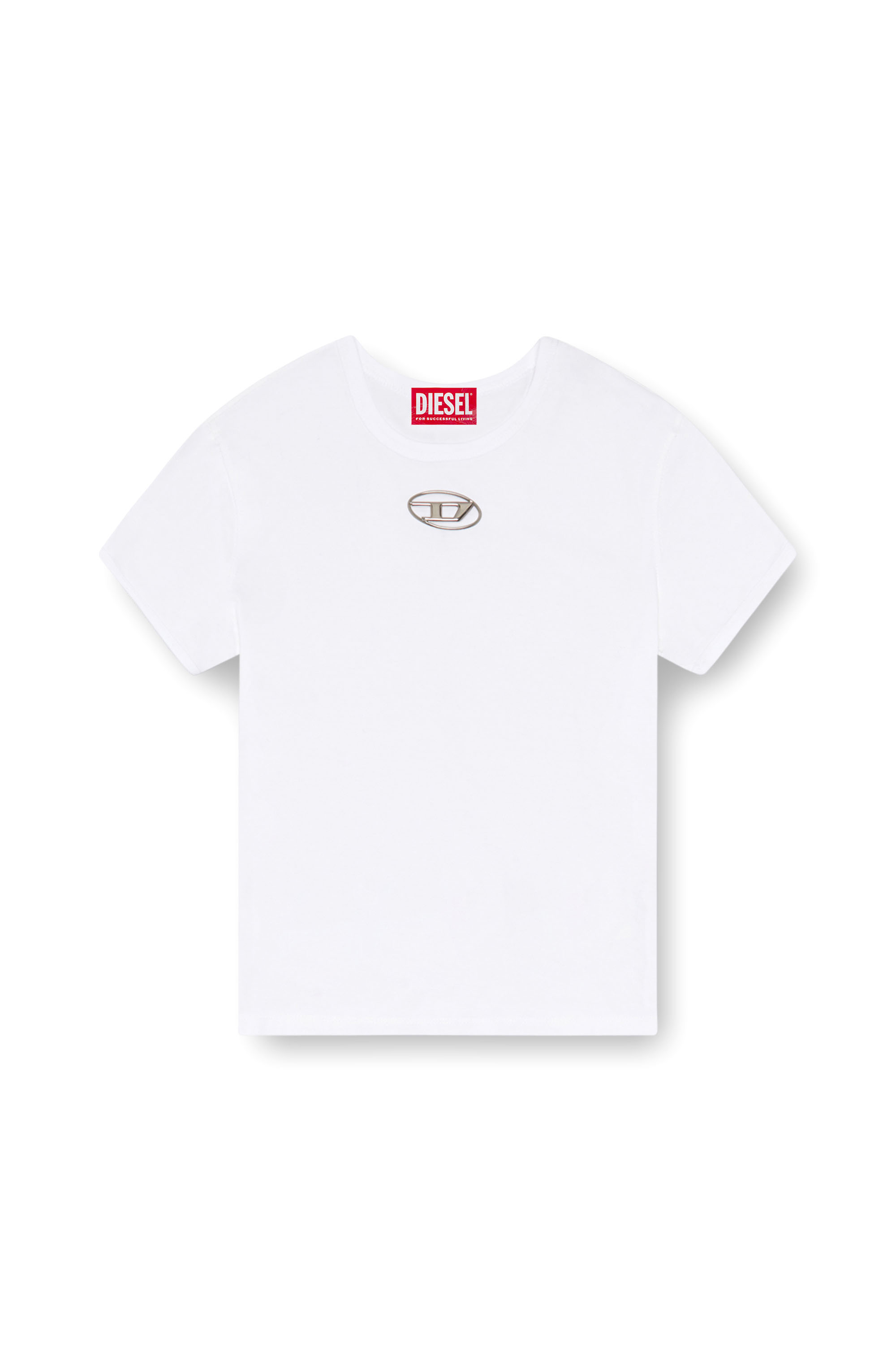 Diesel - T-UNCUTIE-LONG-OD, Female's T-shirt with injection-moulded Oval D in White - 5