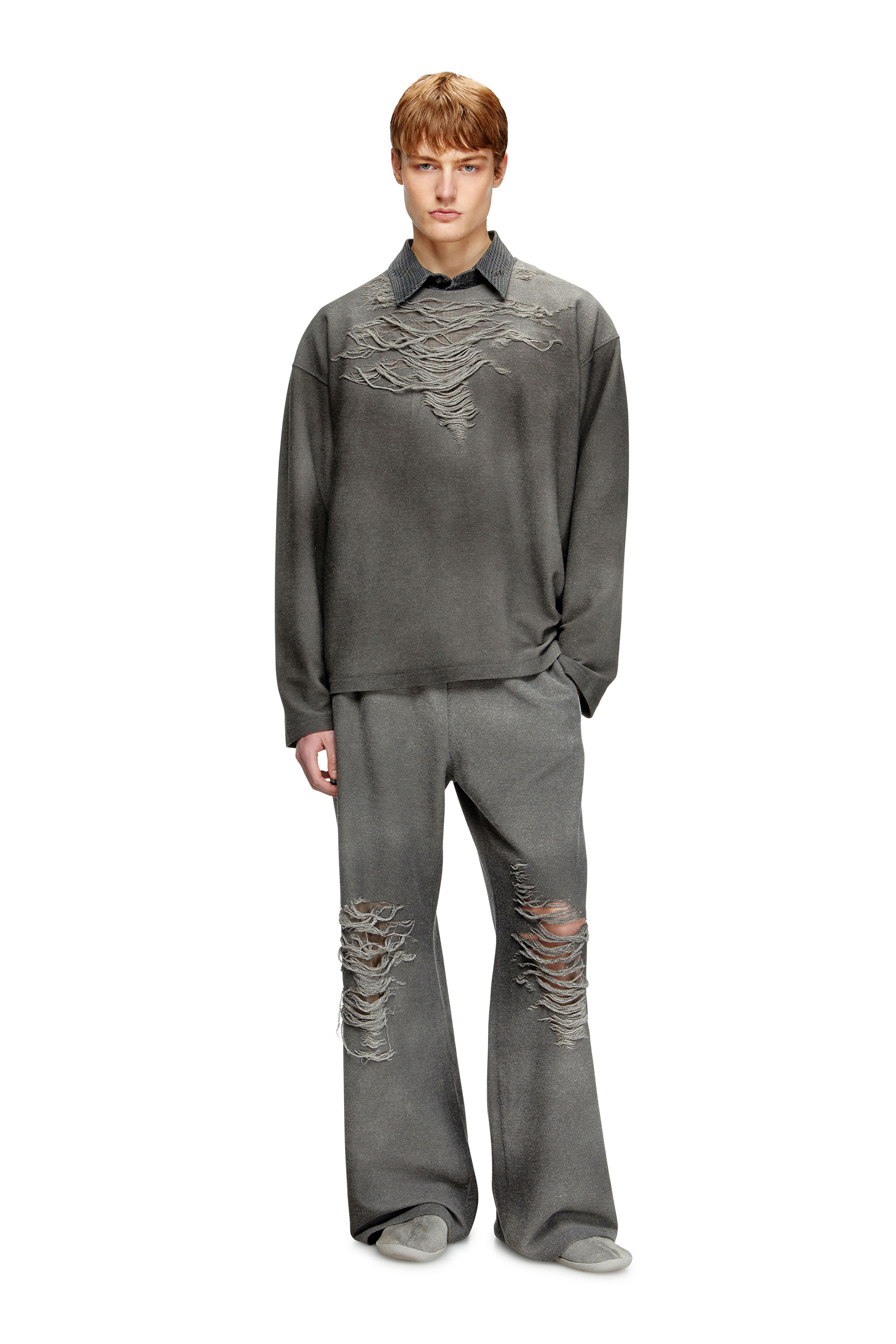 Diesel - P-PERCY, Male's Track pants with distressed front in Grey - 2